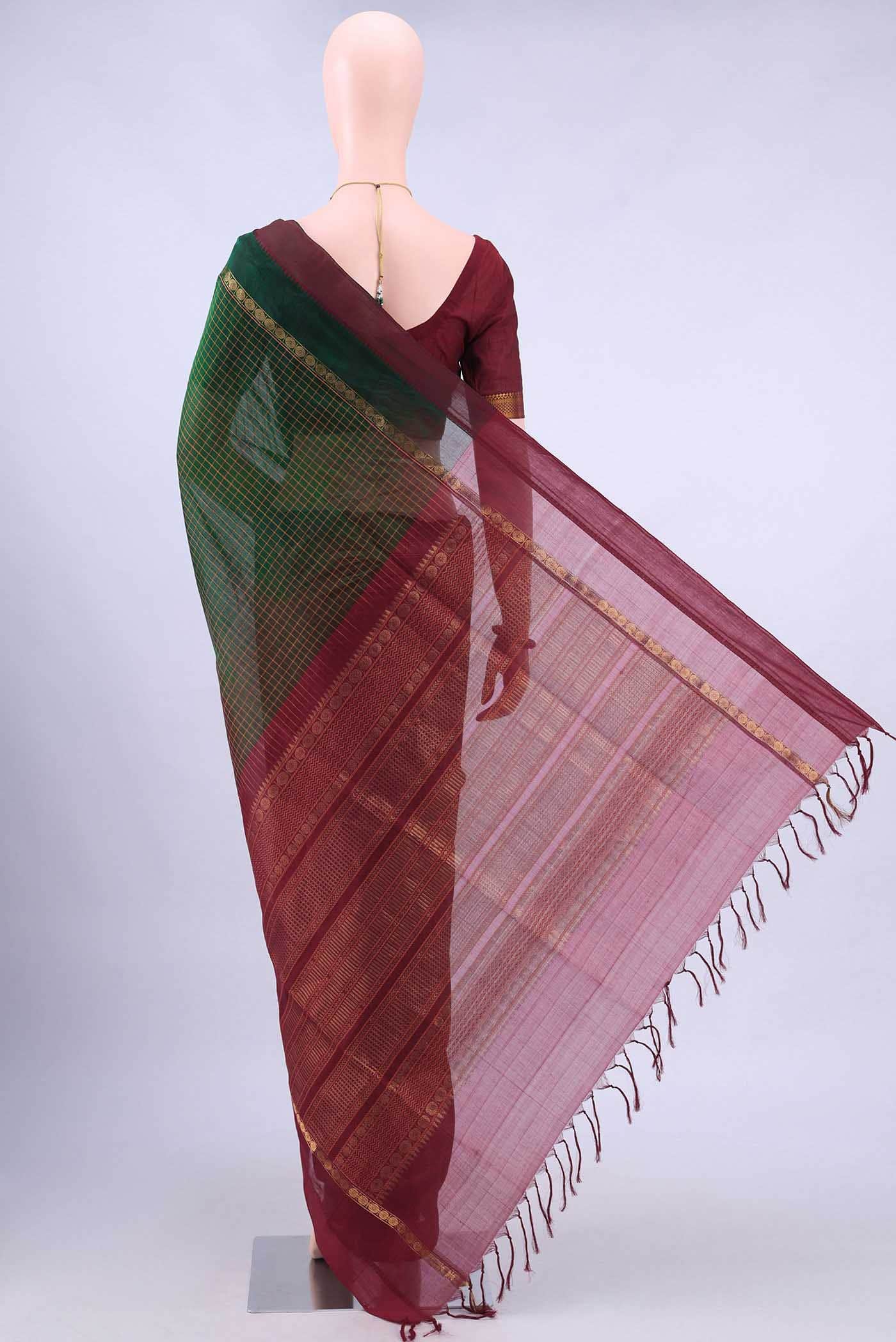 Bottle Green Silk Cotton Saree