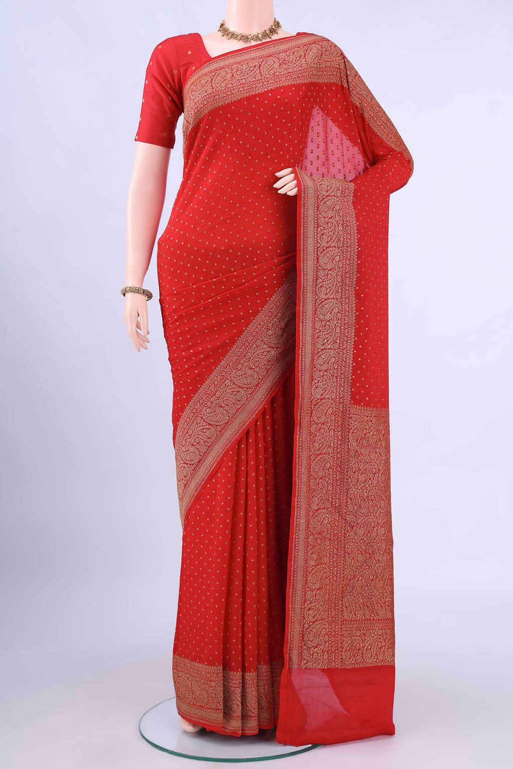 Imperial Red Banarasi Georgette Saree