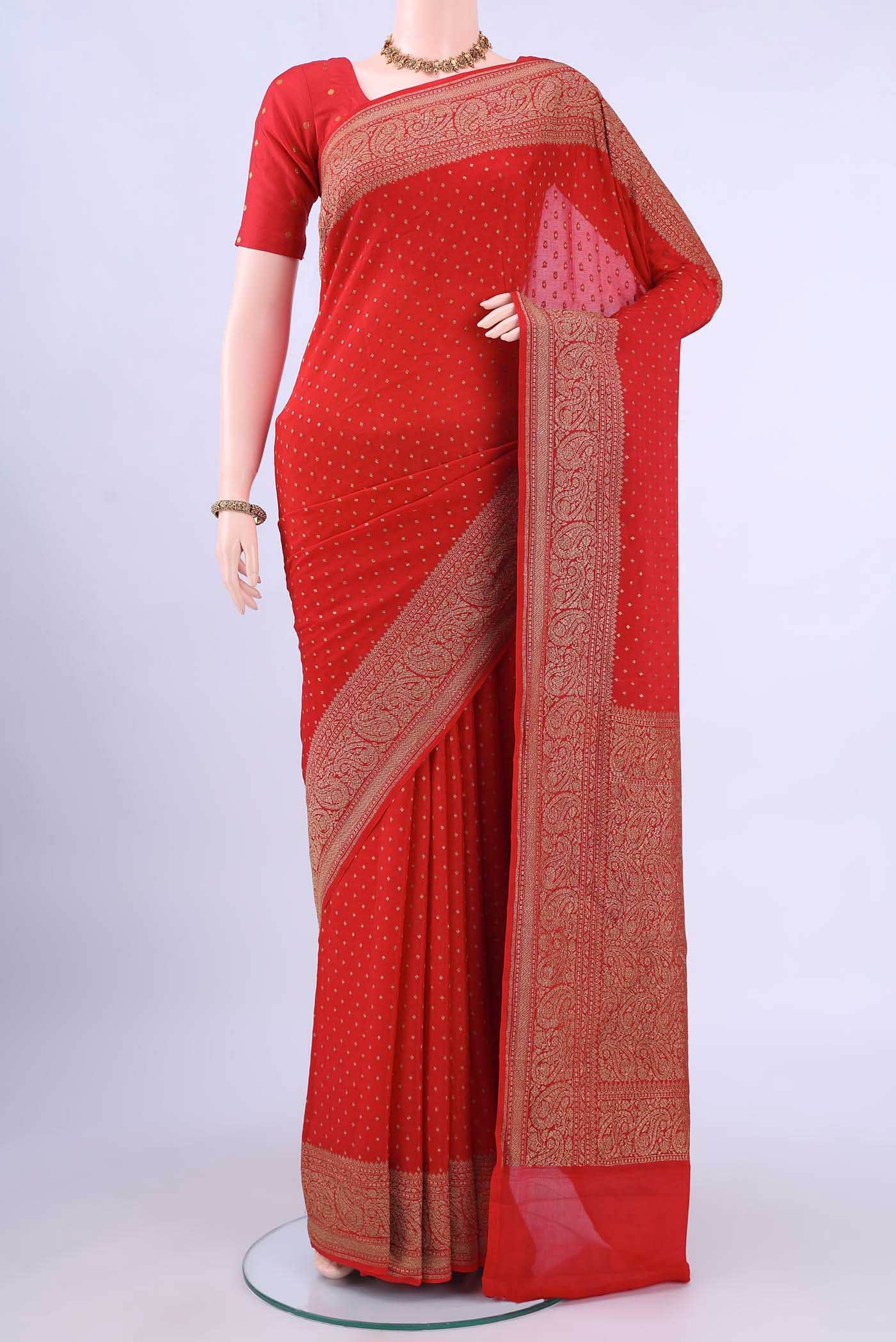 Imperial Red Banarasi Georgette Saree