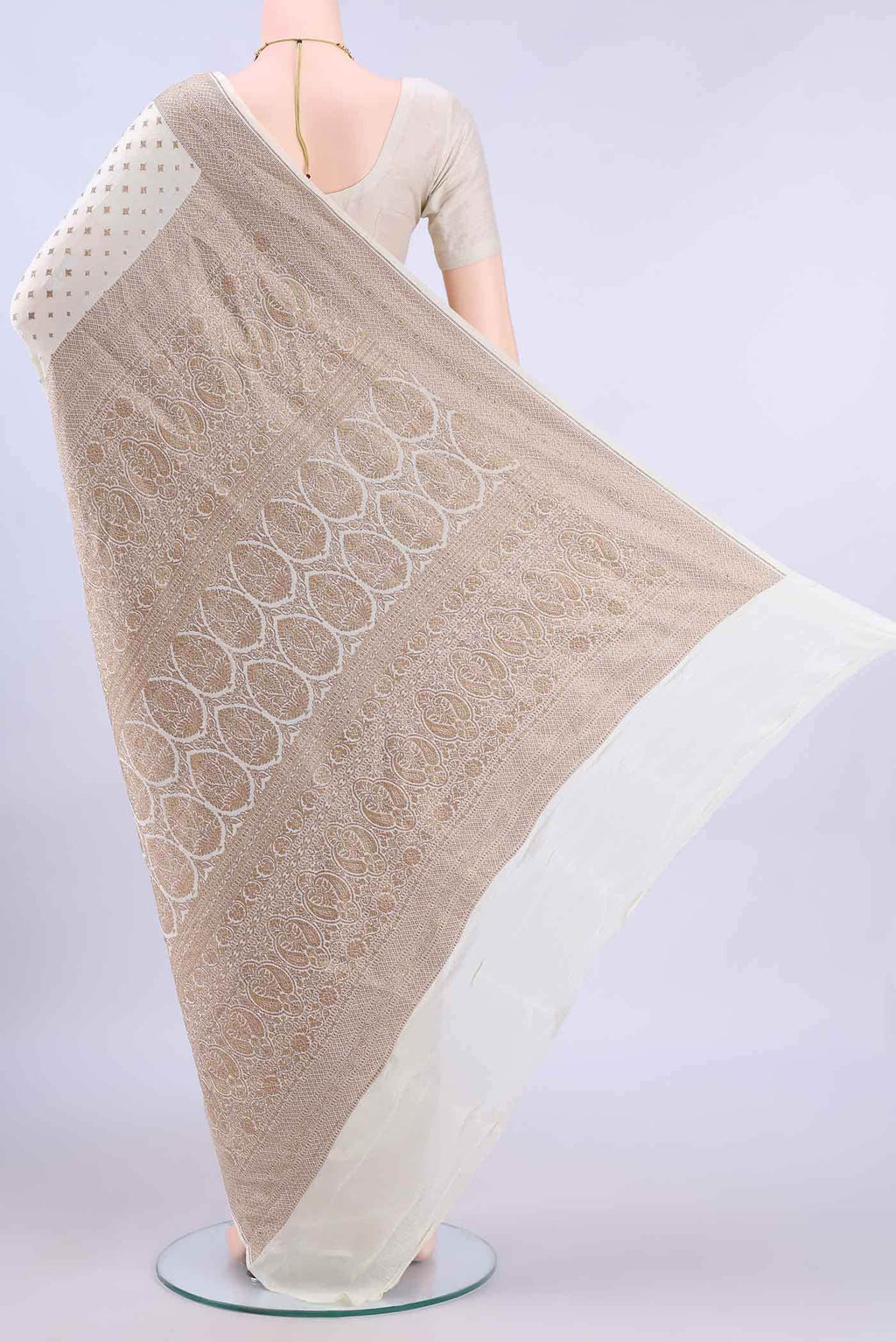 Cream Banarasi Georgette Saree