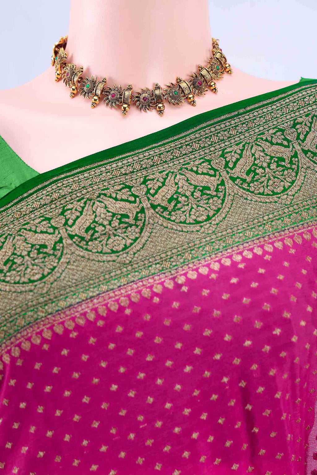 Rani Pink Banarasi Georgette Saree