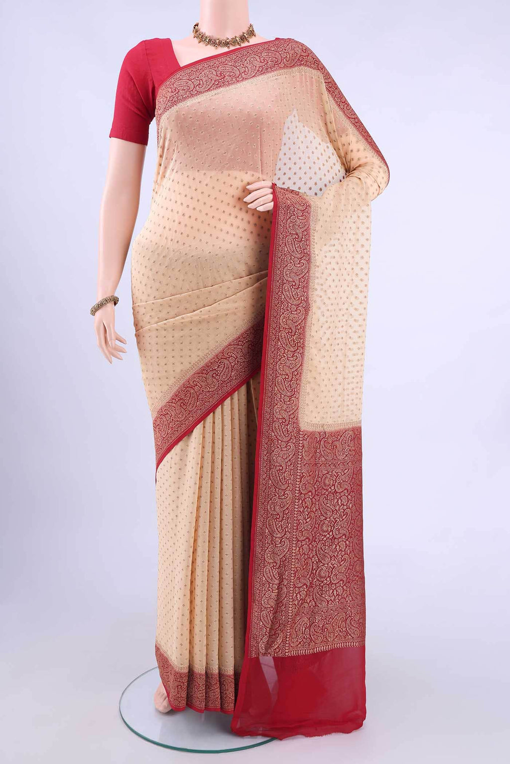 Beige Banarasi Georgette Saree
