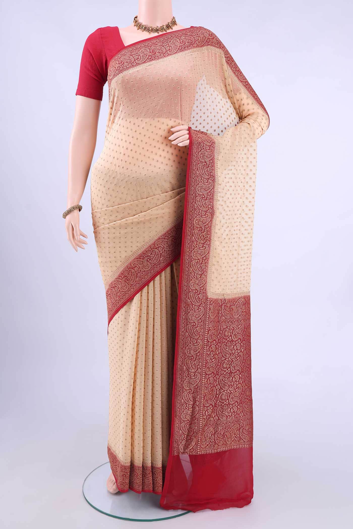 Beige Banarasi Georgette Saree