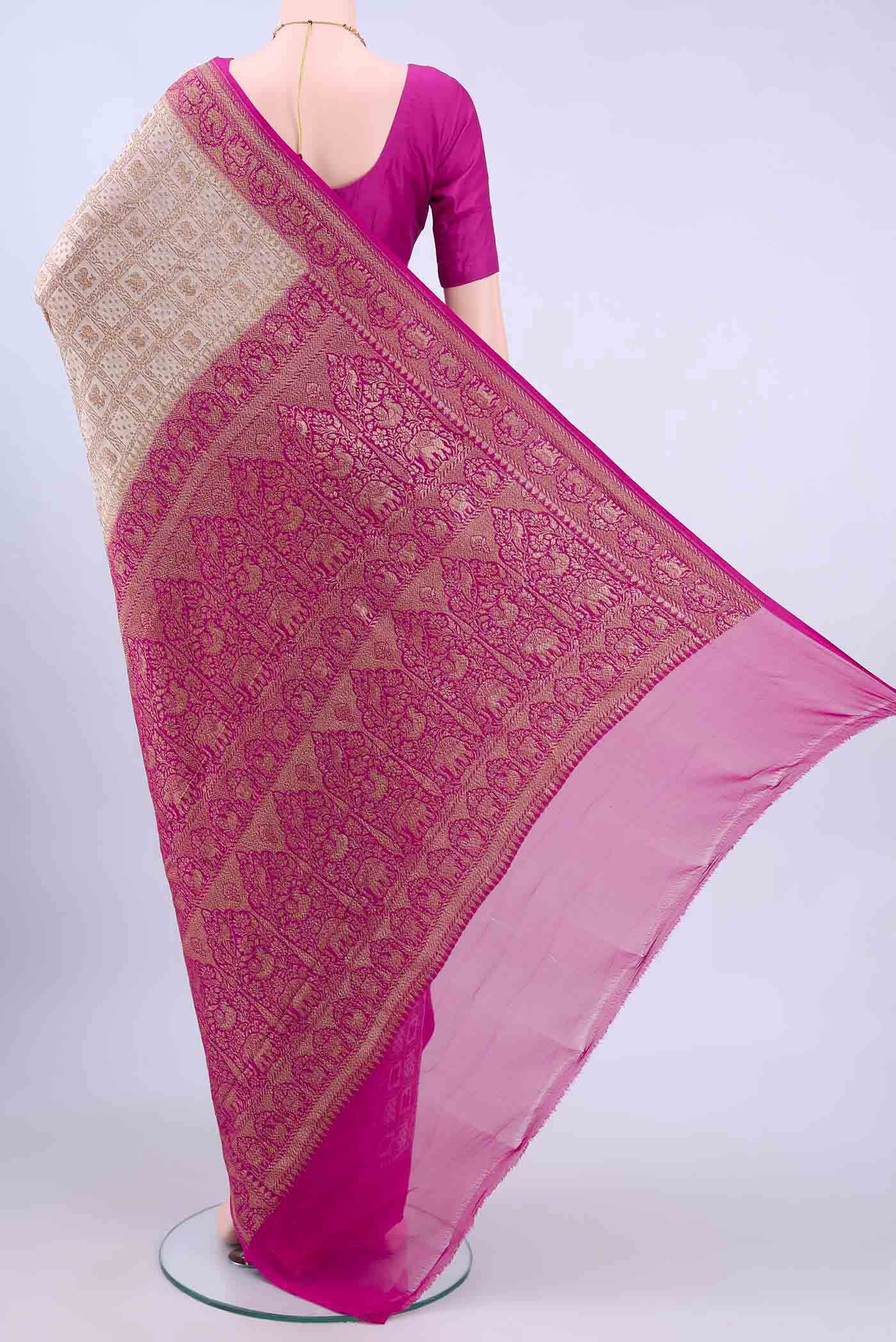 Off White Banarasi Georgette Saree