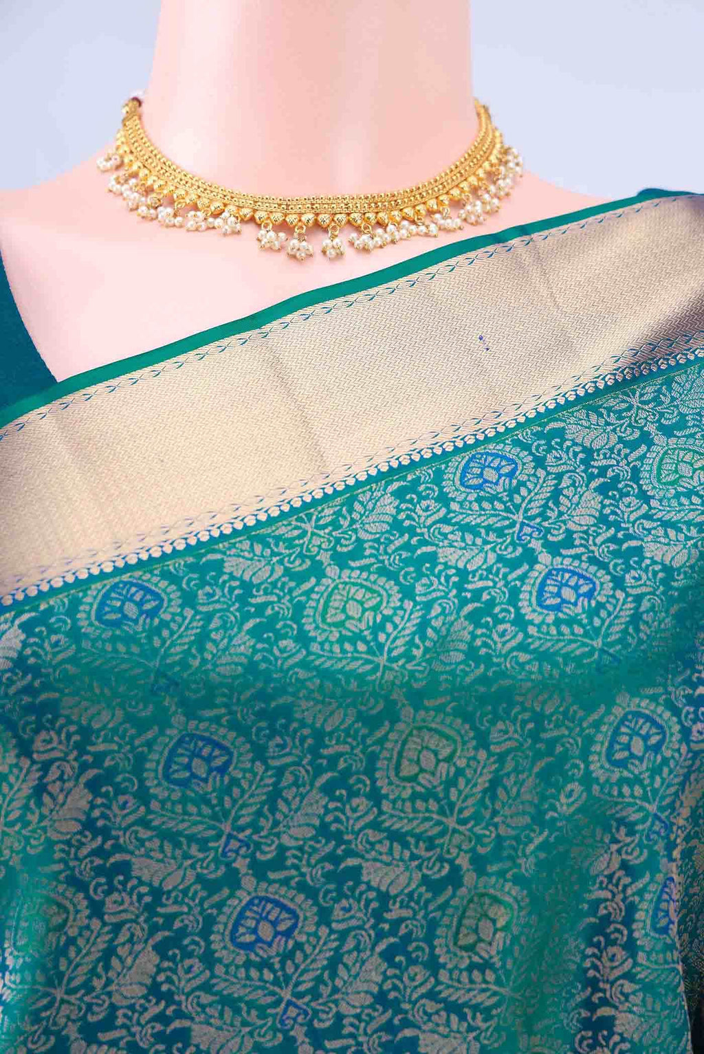 Peacock Blue Soft Silk Saree