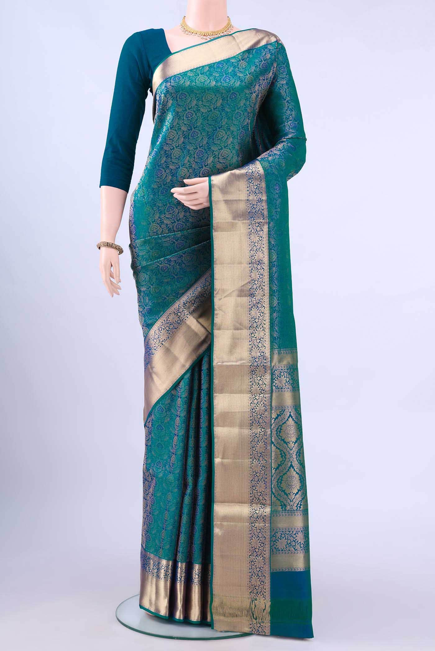 Peacock Blue Soft Silk Saree