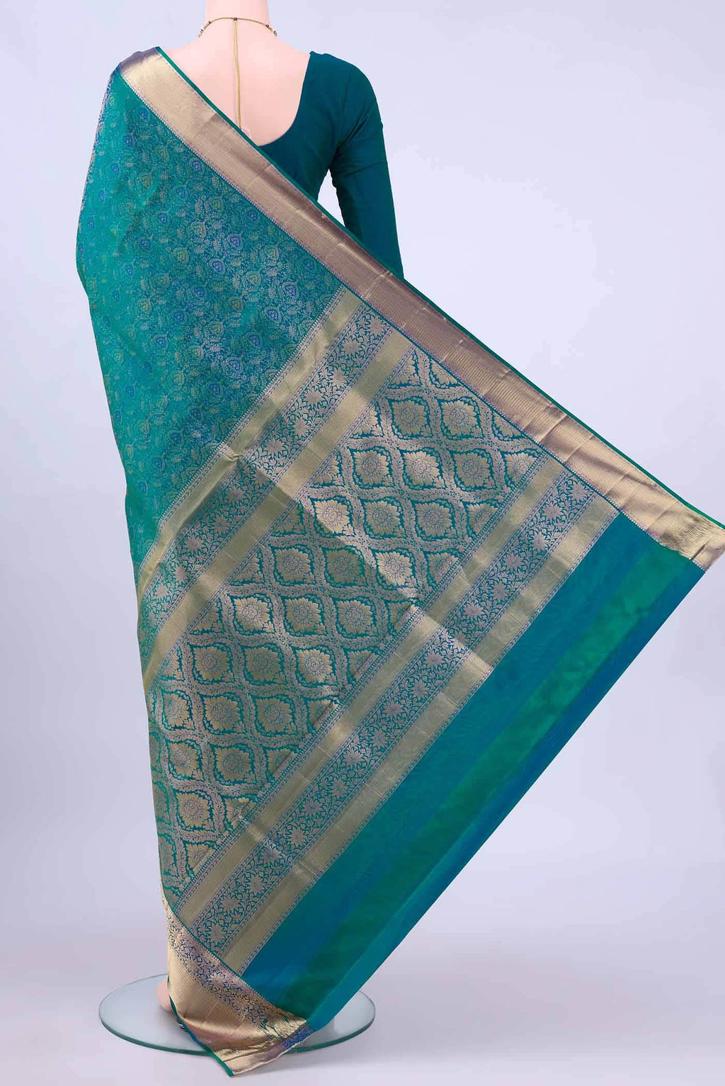 Peacock Blue Soft Silk Saree
