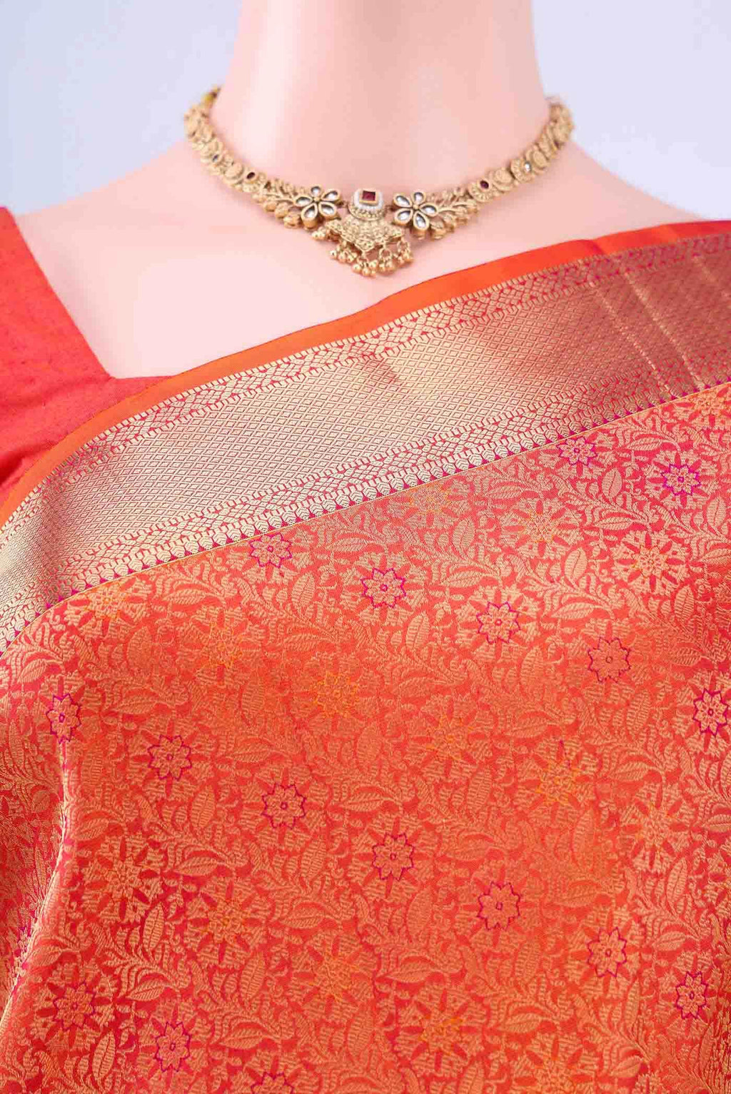 Brick Orange Soft Silk Saree