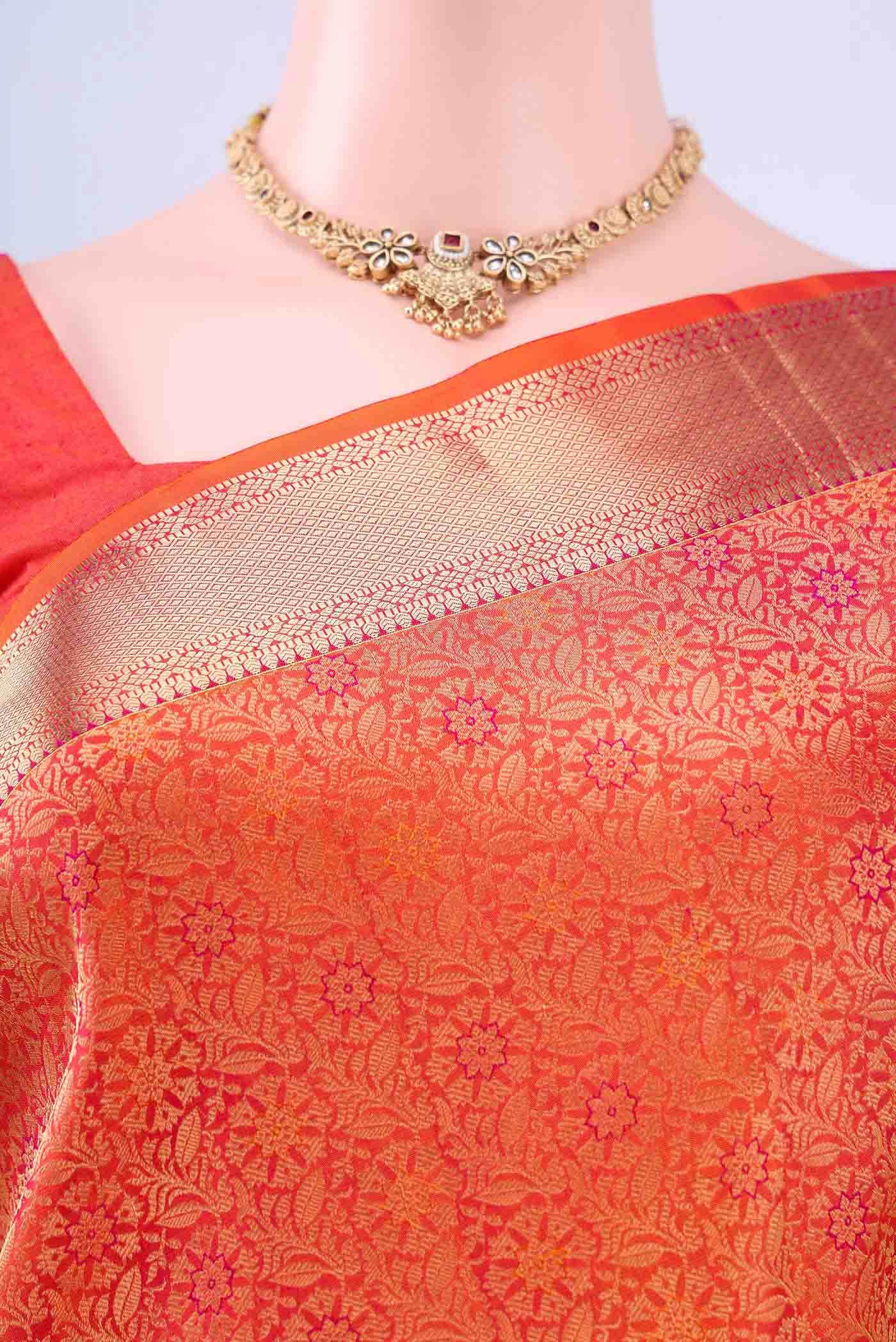 Brick Orange Soft Silk Saree