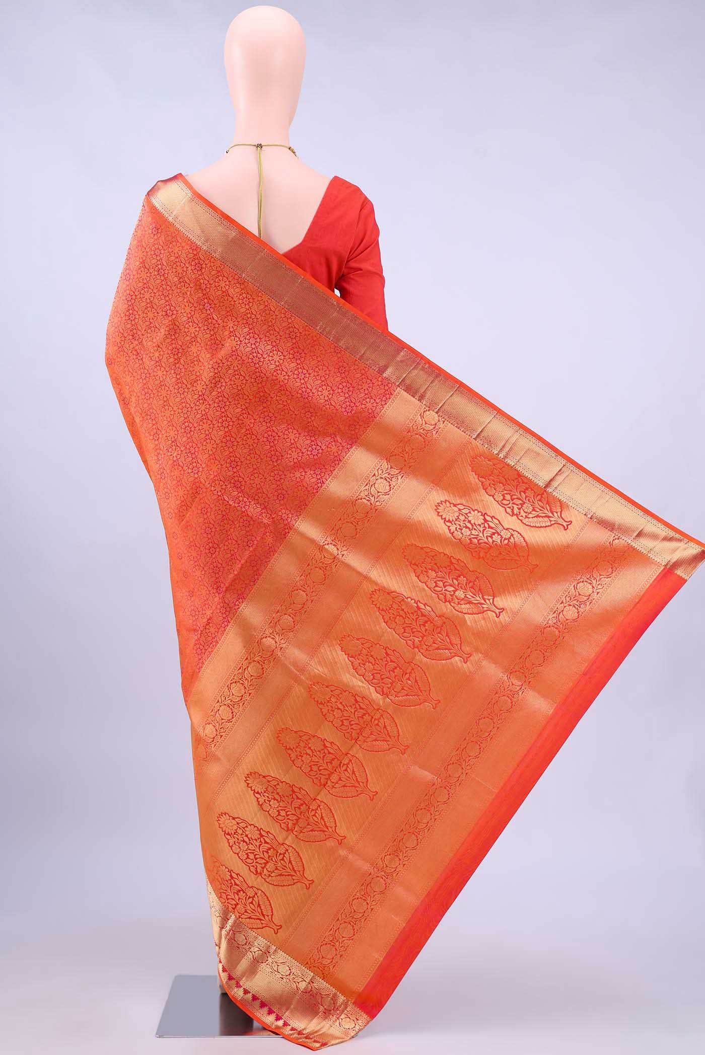 Brick Orange Soft Silk Saree