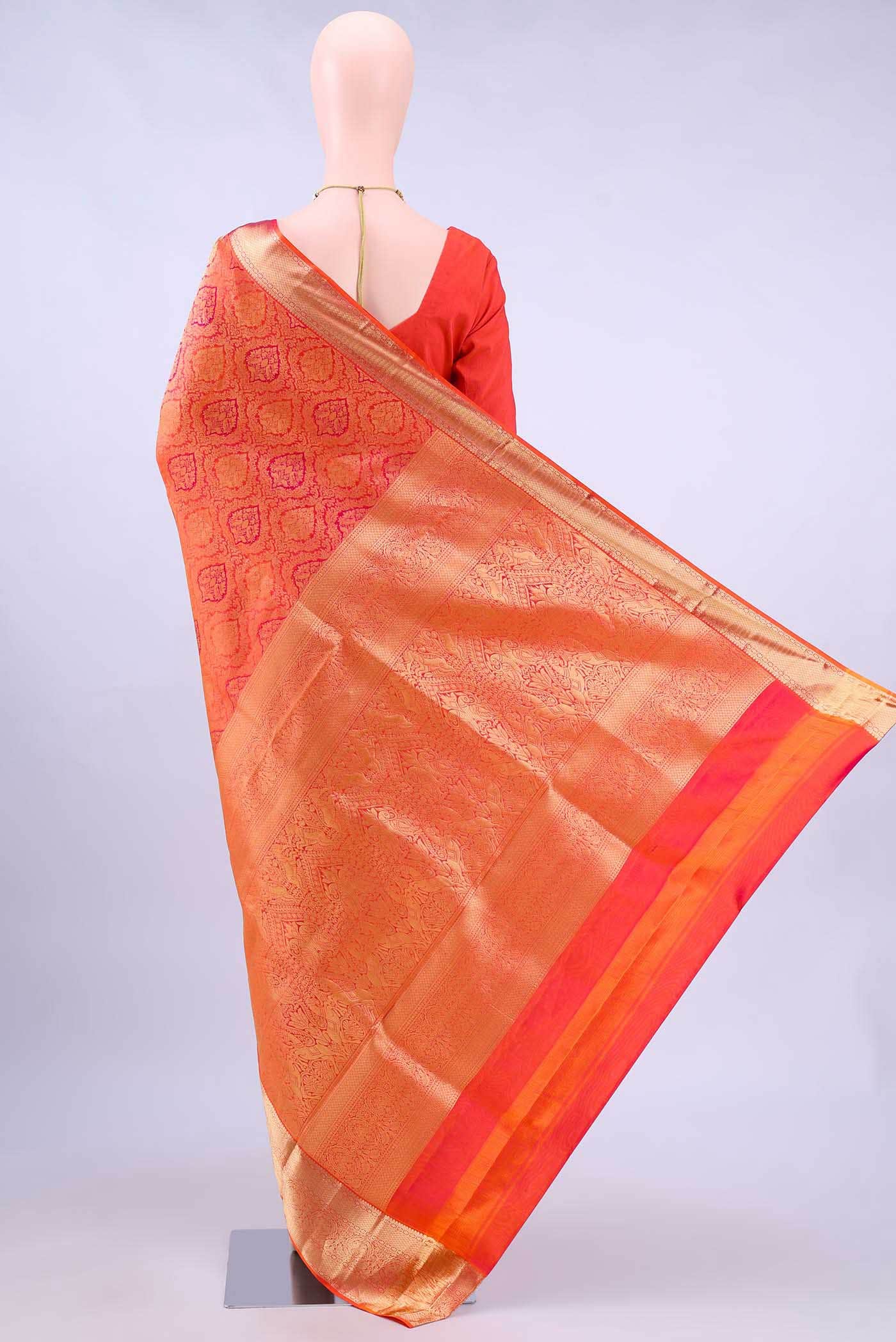Brick Orange Soft Silk Saree