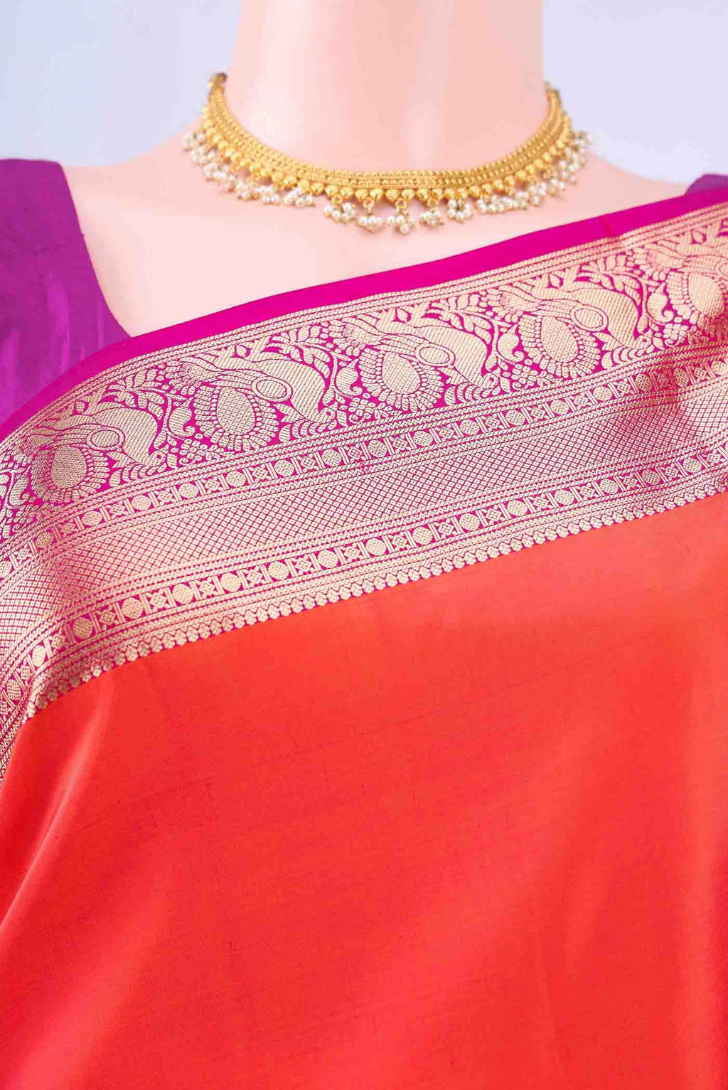 Brick Orange Soft Silk Saree