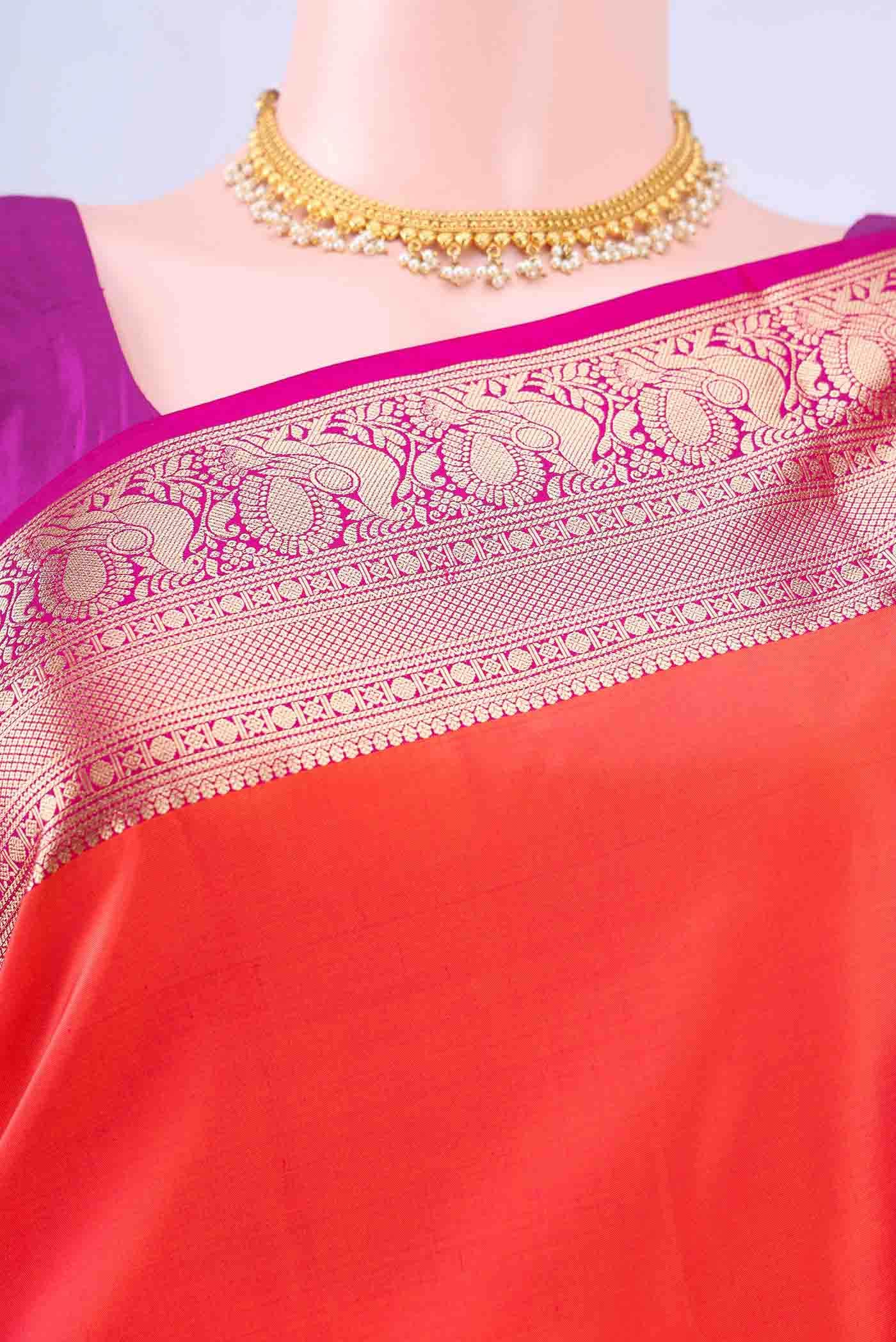 Brick Orange Soft Silk Saree
