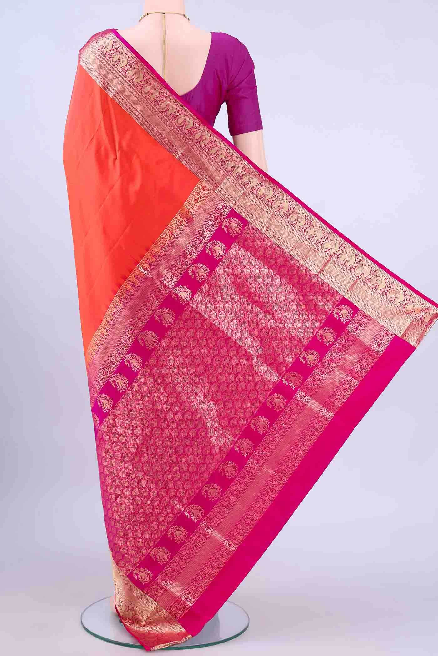 Brick Orange Soft Silk Saree