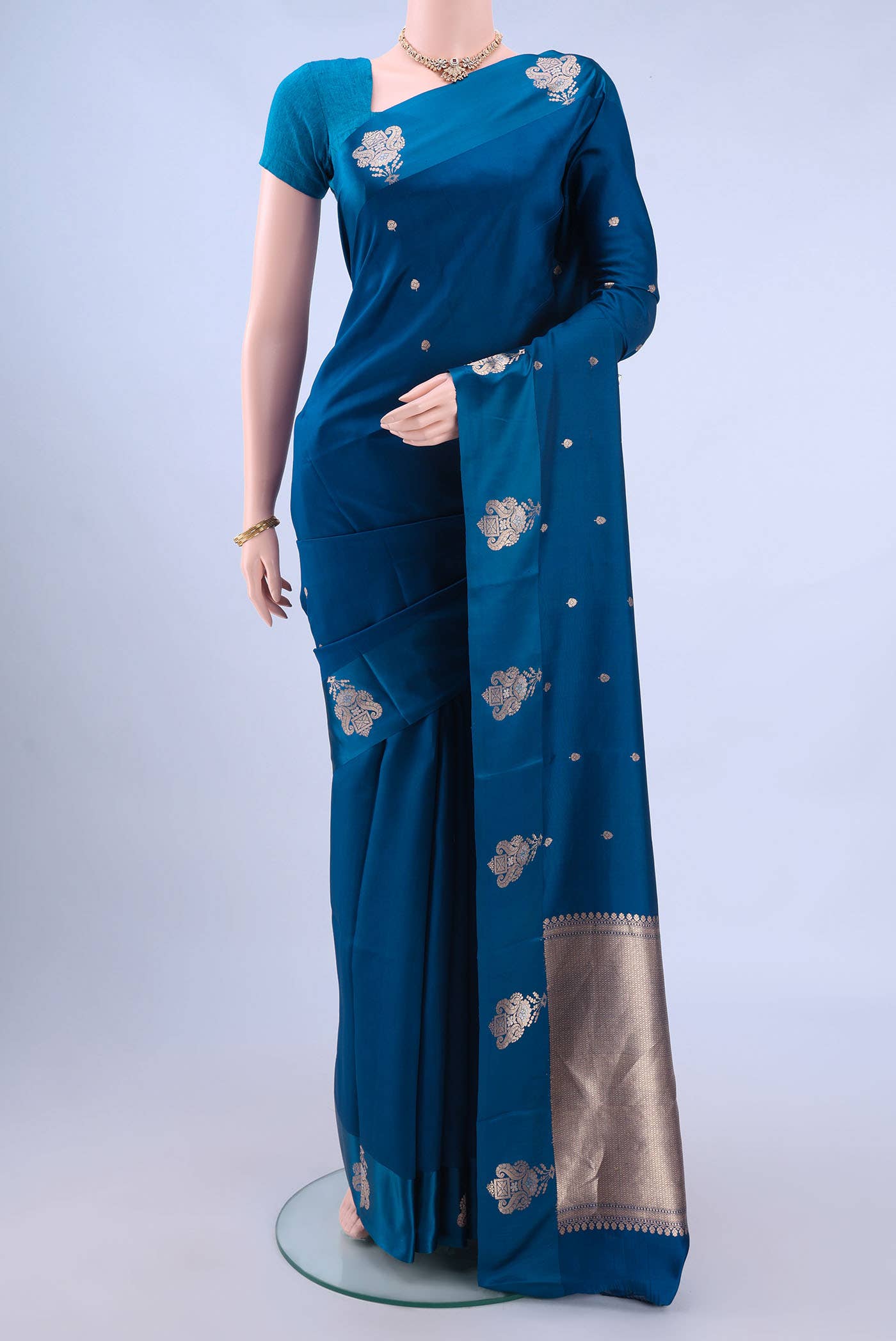 Blue Banarasi Katan Silk Saree
