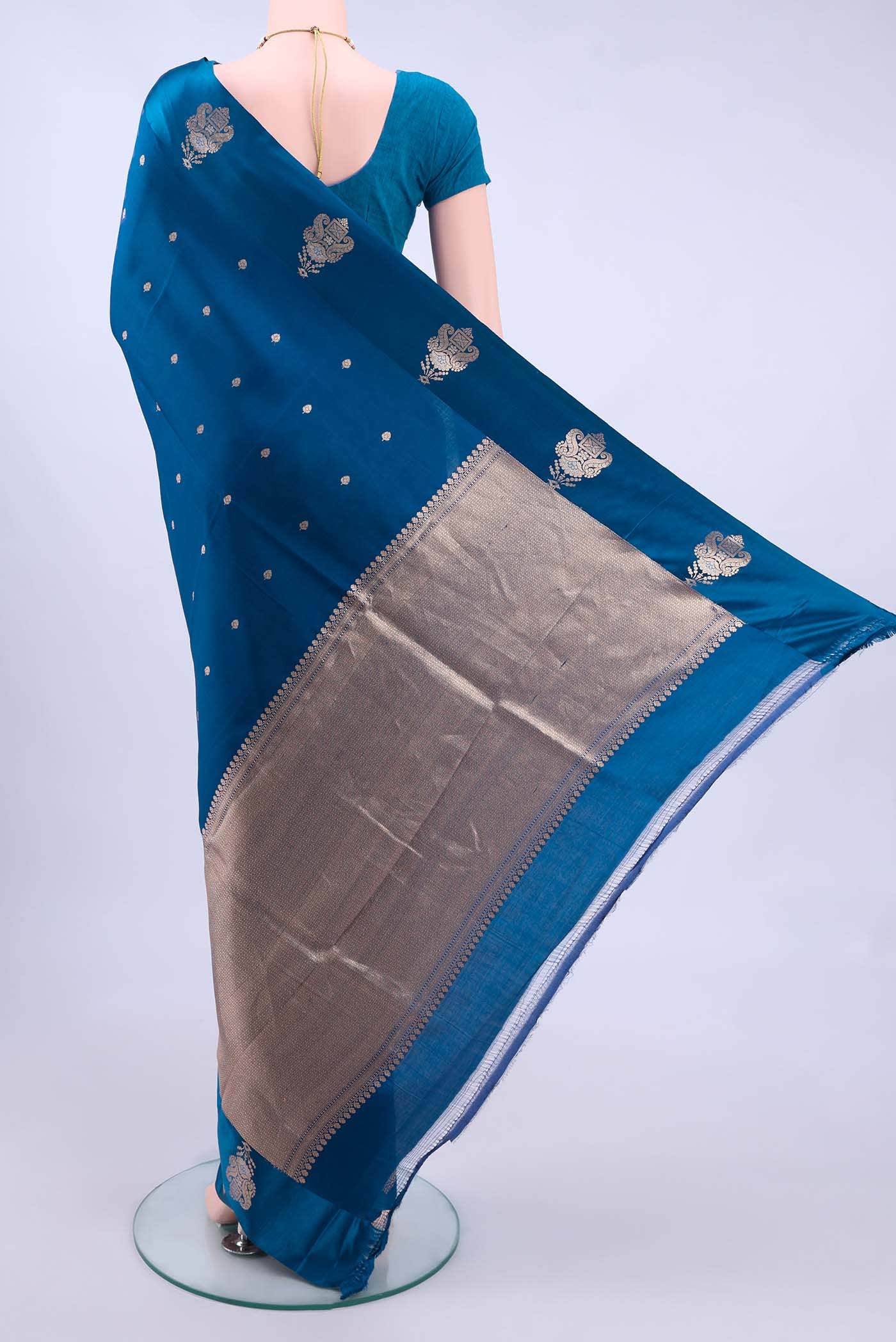 Blue Banarasi Katan Silk Saree