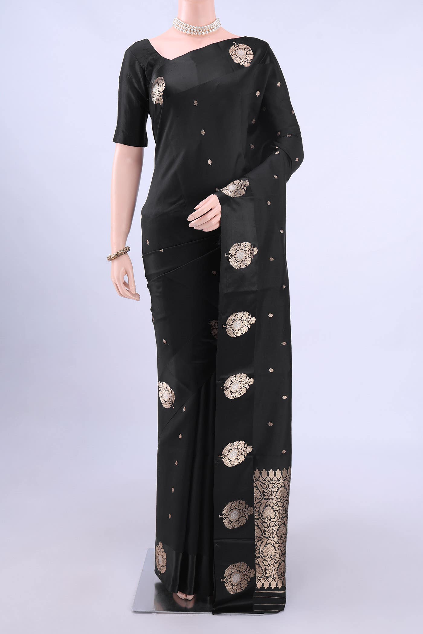 Black Banarasi Katan Silk Saree