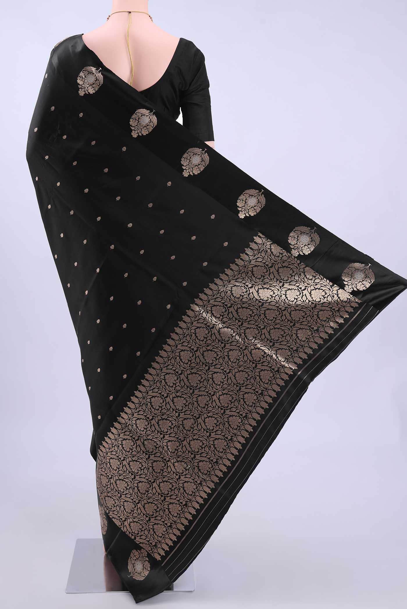 Black Banarasi Katan Silk Saree