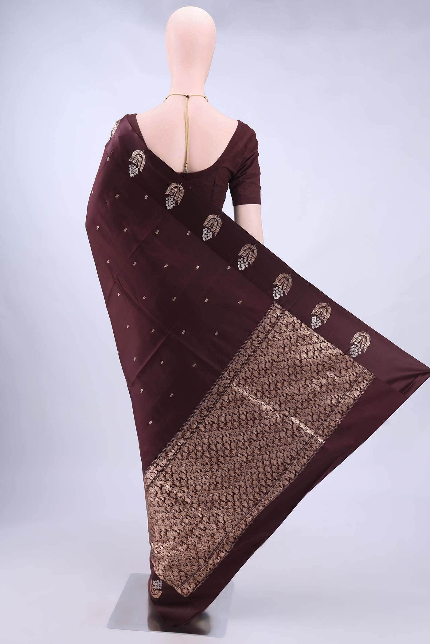 Brown Banarasi Katan Silk Saree