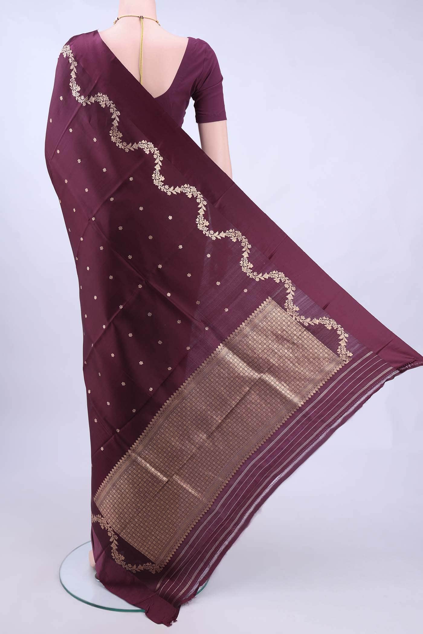 Burgundy Banarasi Katan Silk Saree