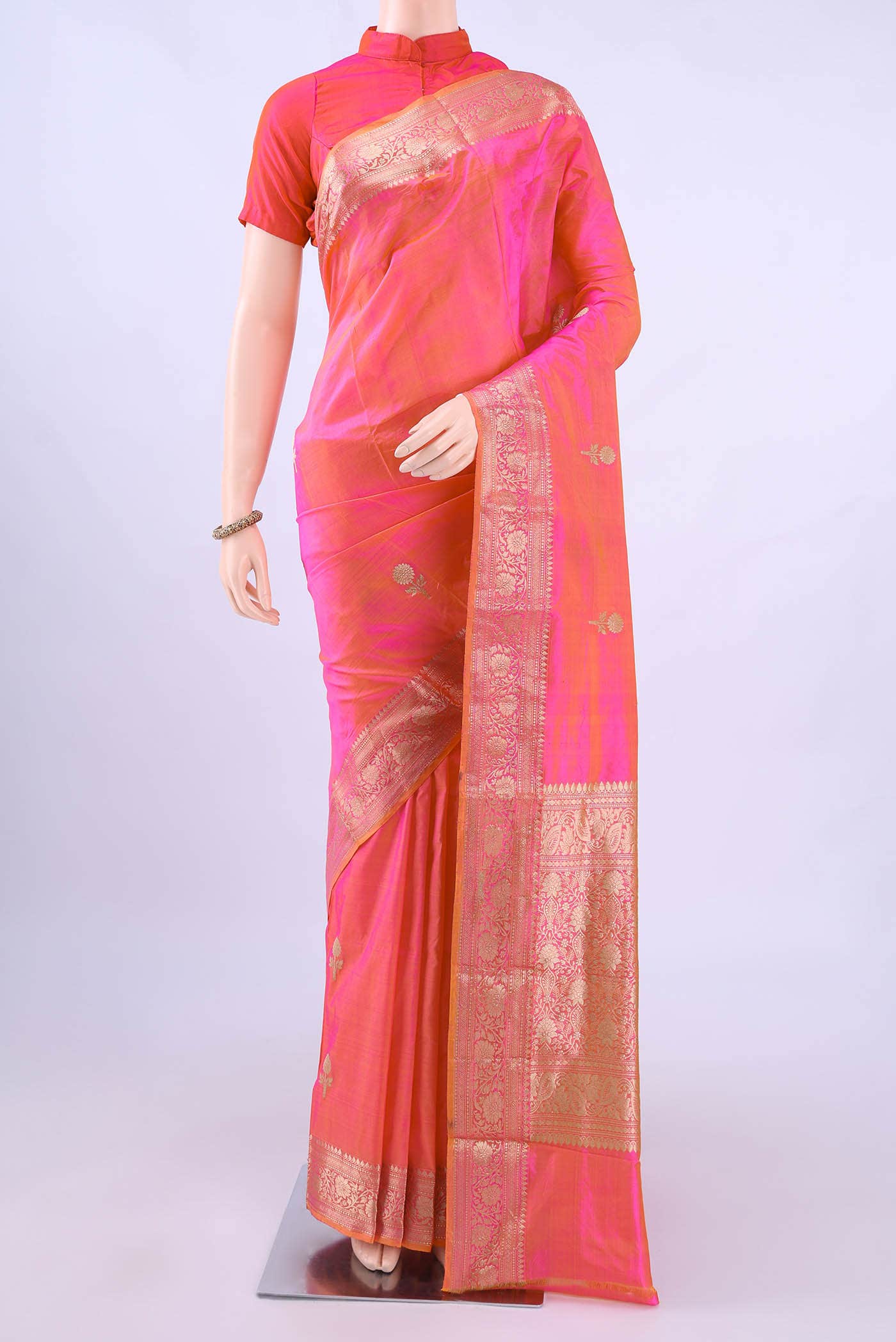 Pink Banarasi Katan Silk Saree