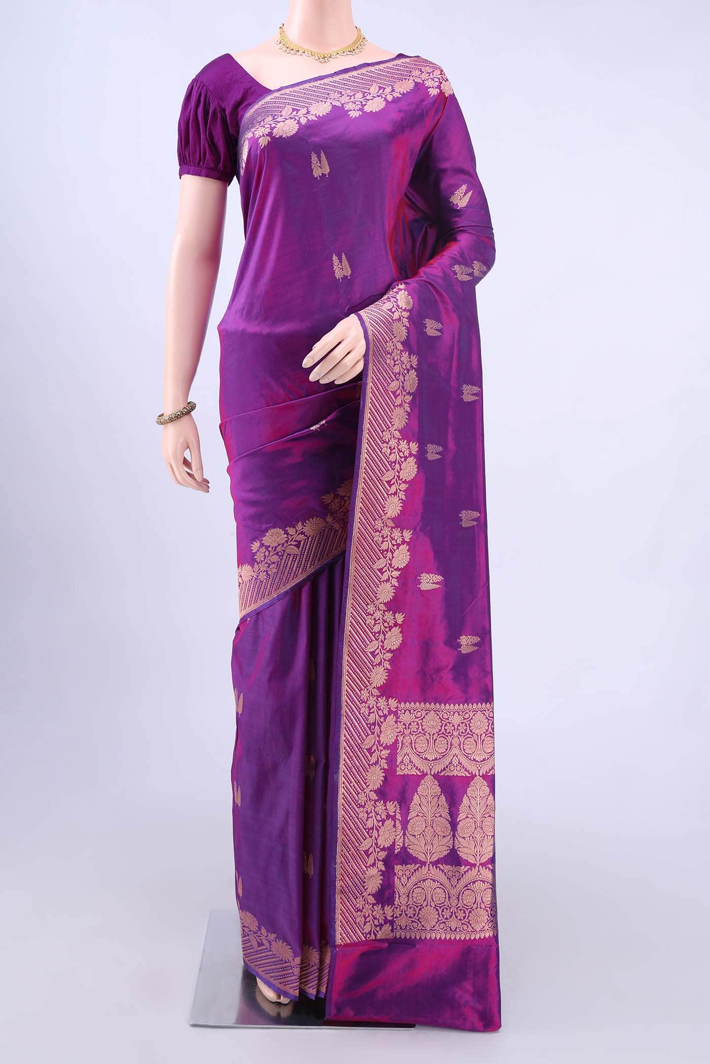 Purple Banarasi Katan Silk Saree