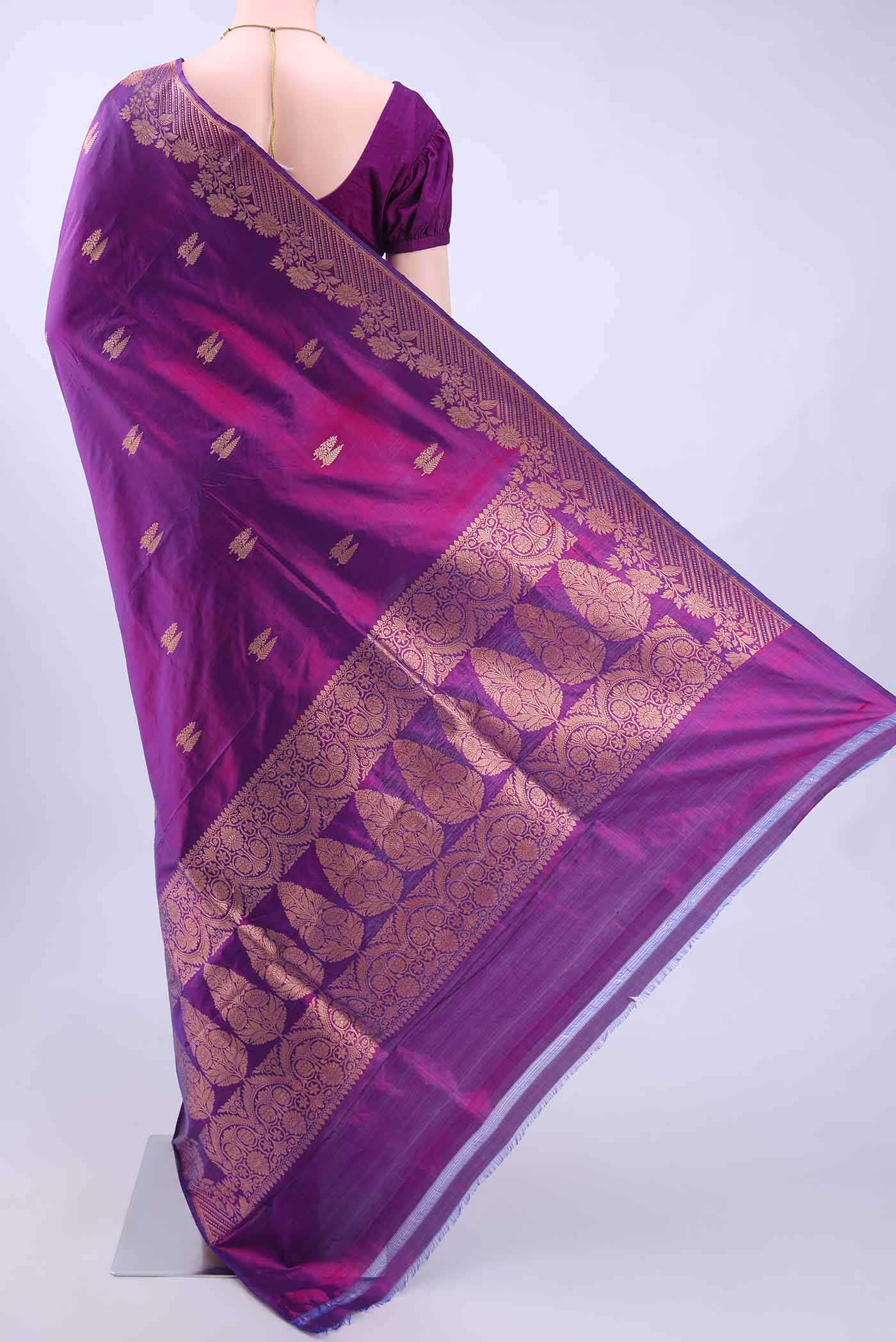 Purple Banarasi Katan Silk Saree