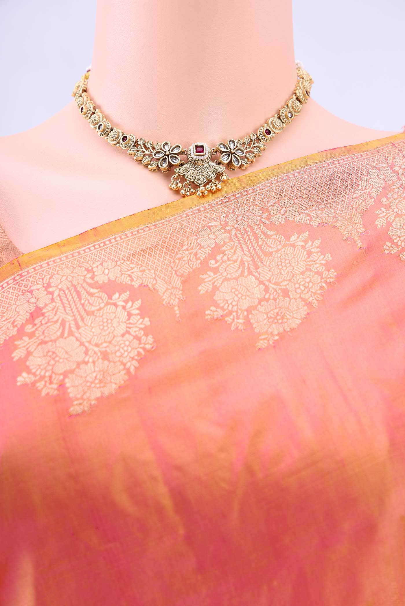 Orange Banarasi Katan Silk Saree