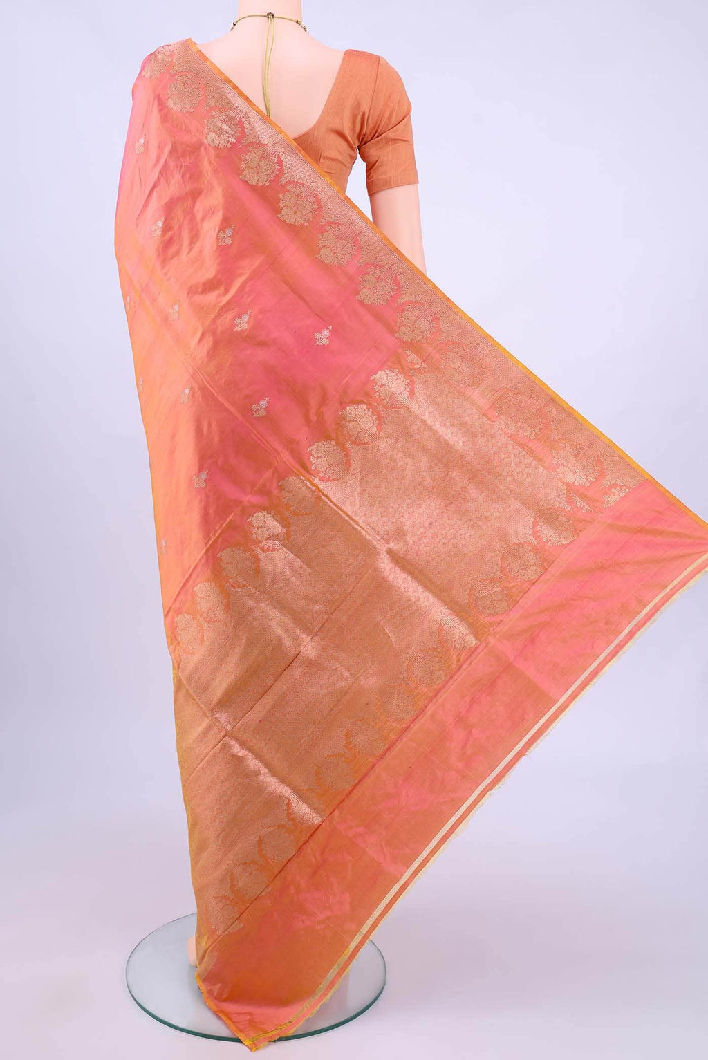 Orange Banarasi Katan Silk Saree