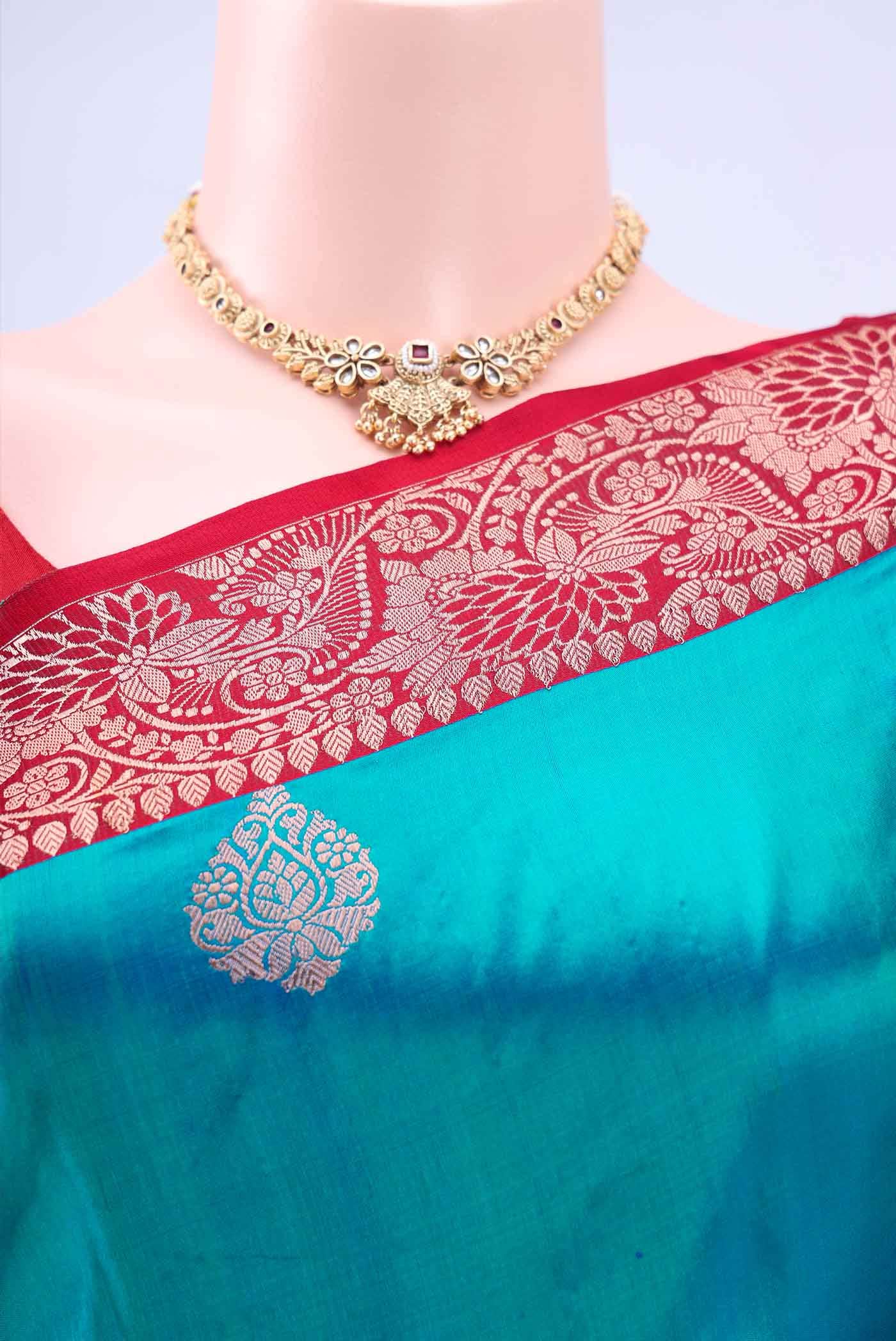 Blue Banarasi Katan Silk Saree