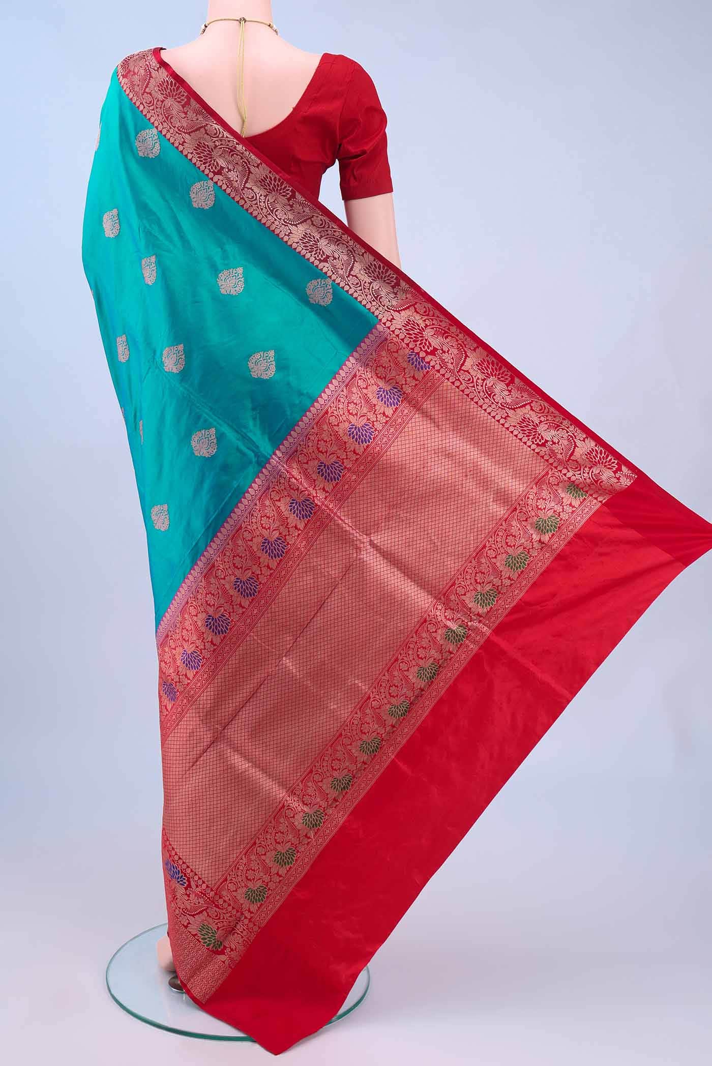 Blue Banarasi Katan Silk Saree