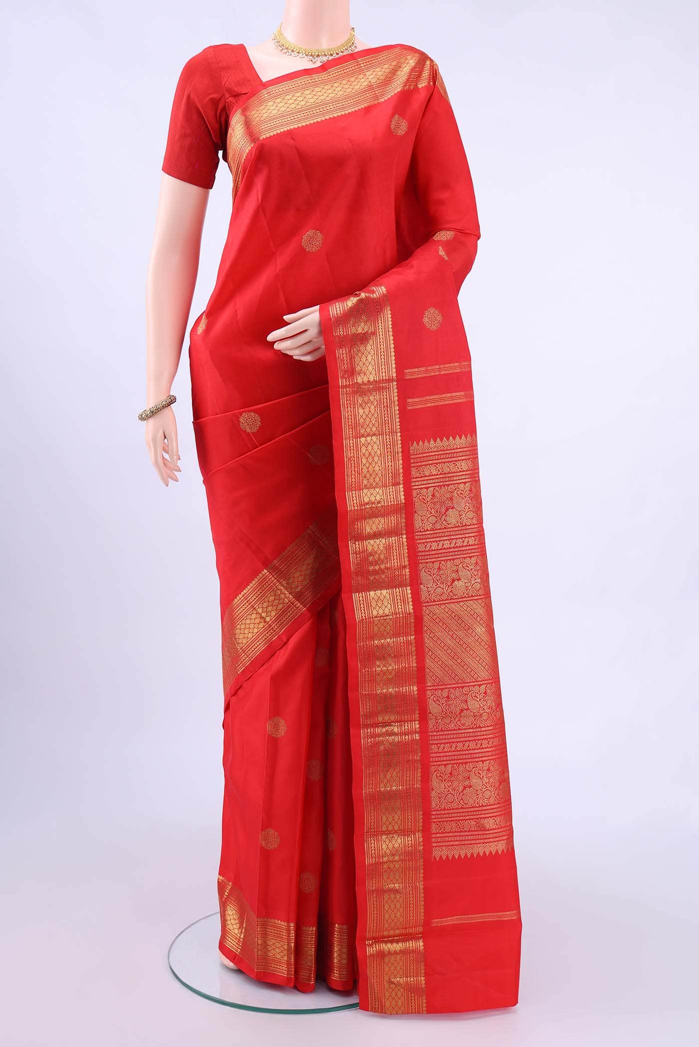 Red Dual Tone Kanchipuram Silk Saree