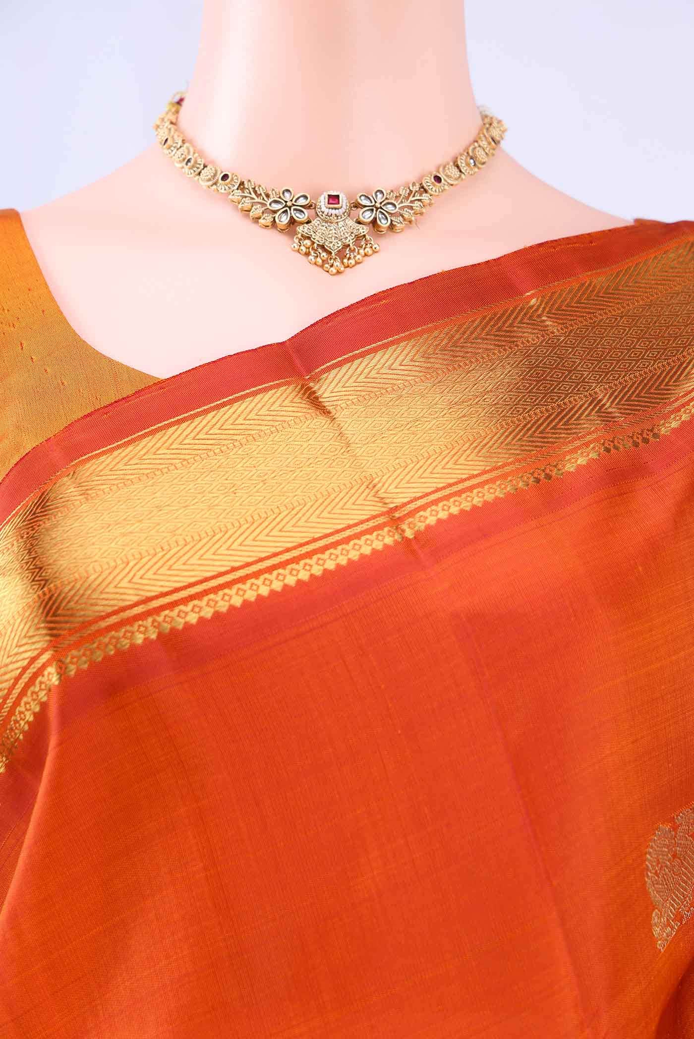 Orange Kanchipuram Silk Saree