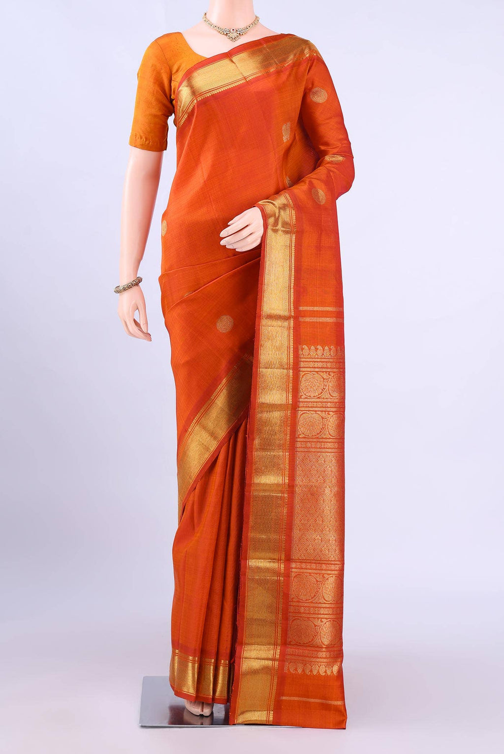 Orange Kanchipuram Silk Saree
