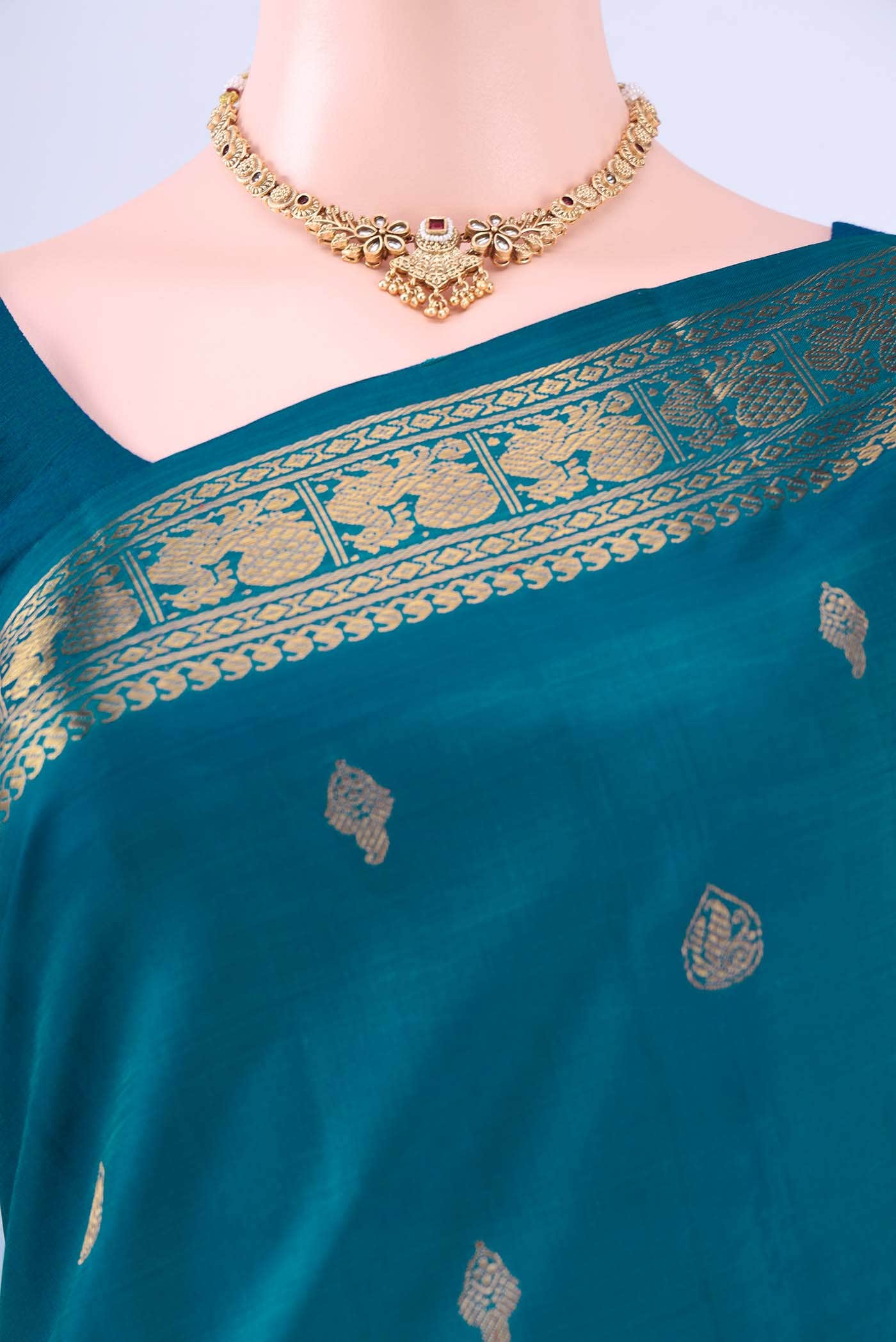 Dark Blue Kanchipuram Silk Saree