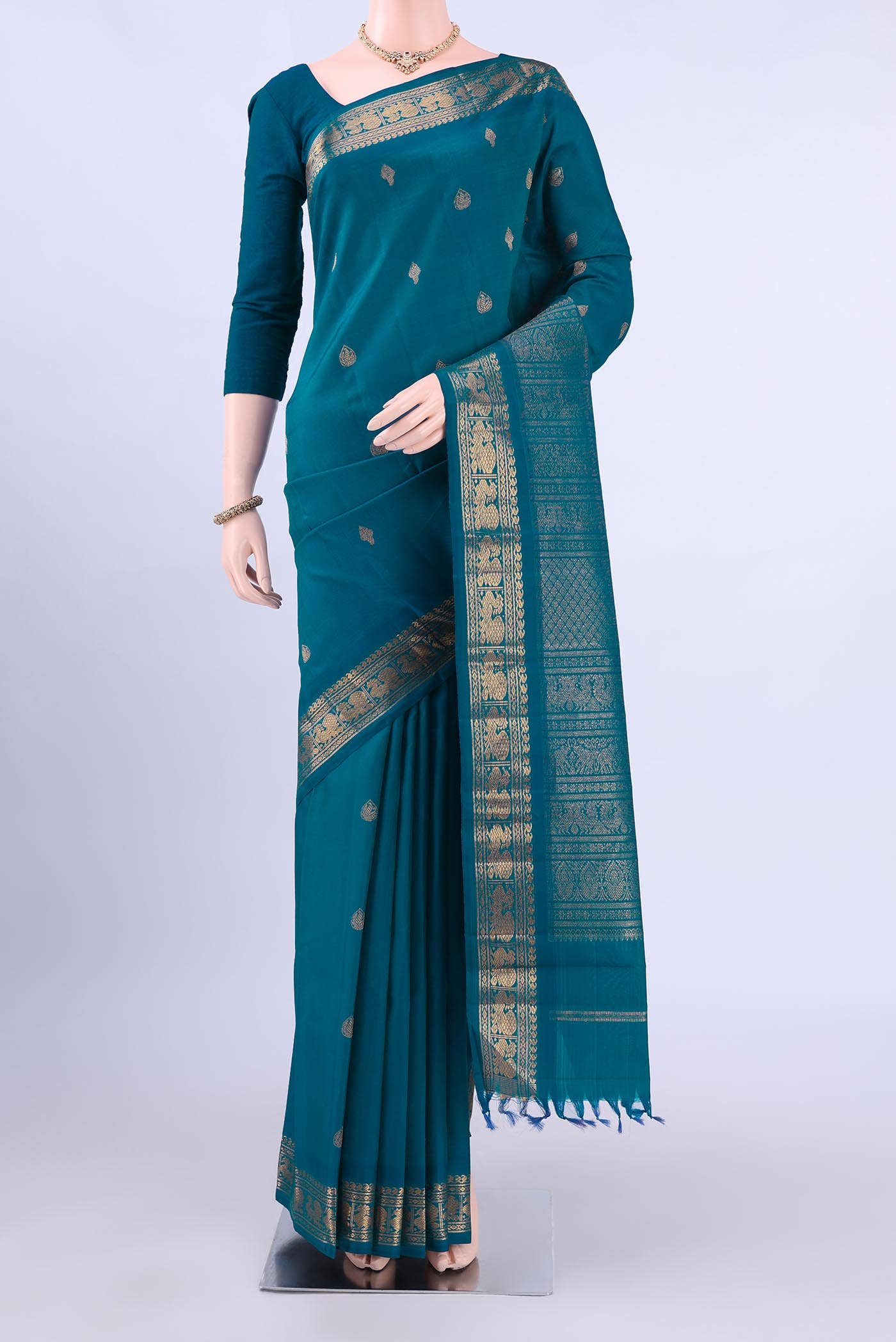 Dark Blue Kanchipuram Silk Saree