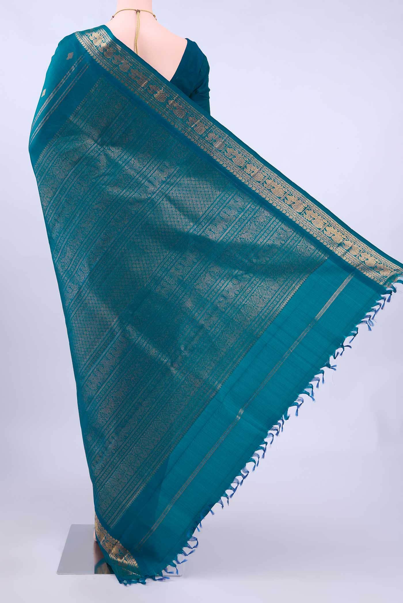 Dark Blue Kanchipuram Silk Saree