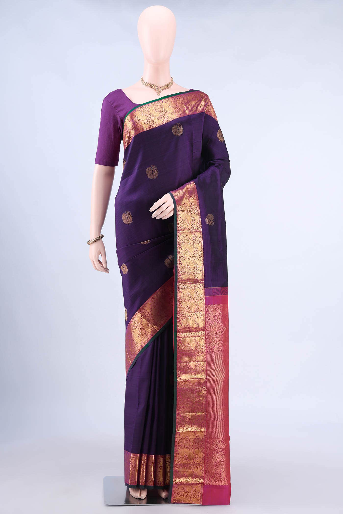 Burgundy Kanchipuram Silk Saree