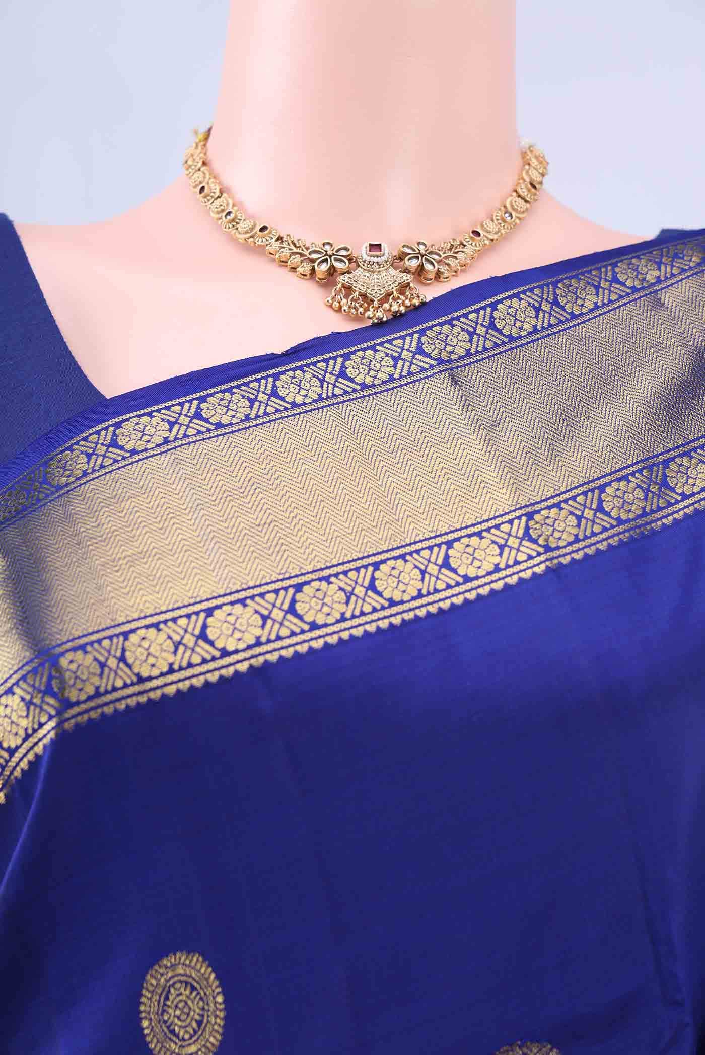Dark Blue Kanchipuram Silk Saree