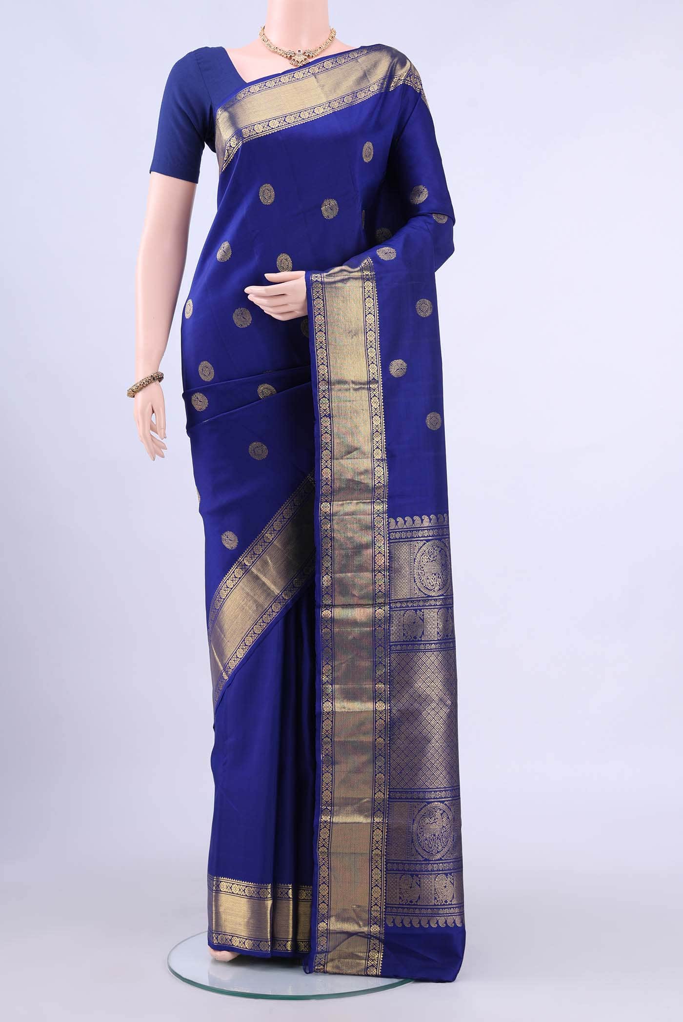 Dark Blue Kanchipuram Silk Saree