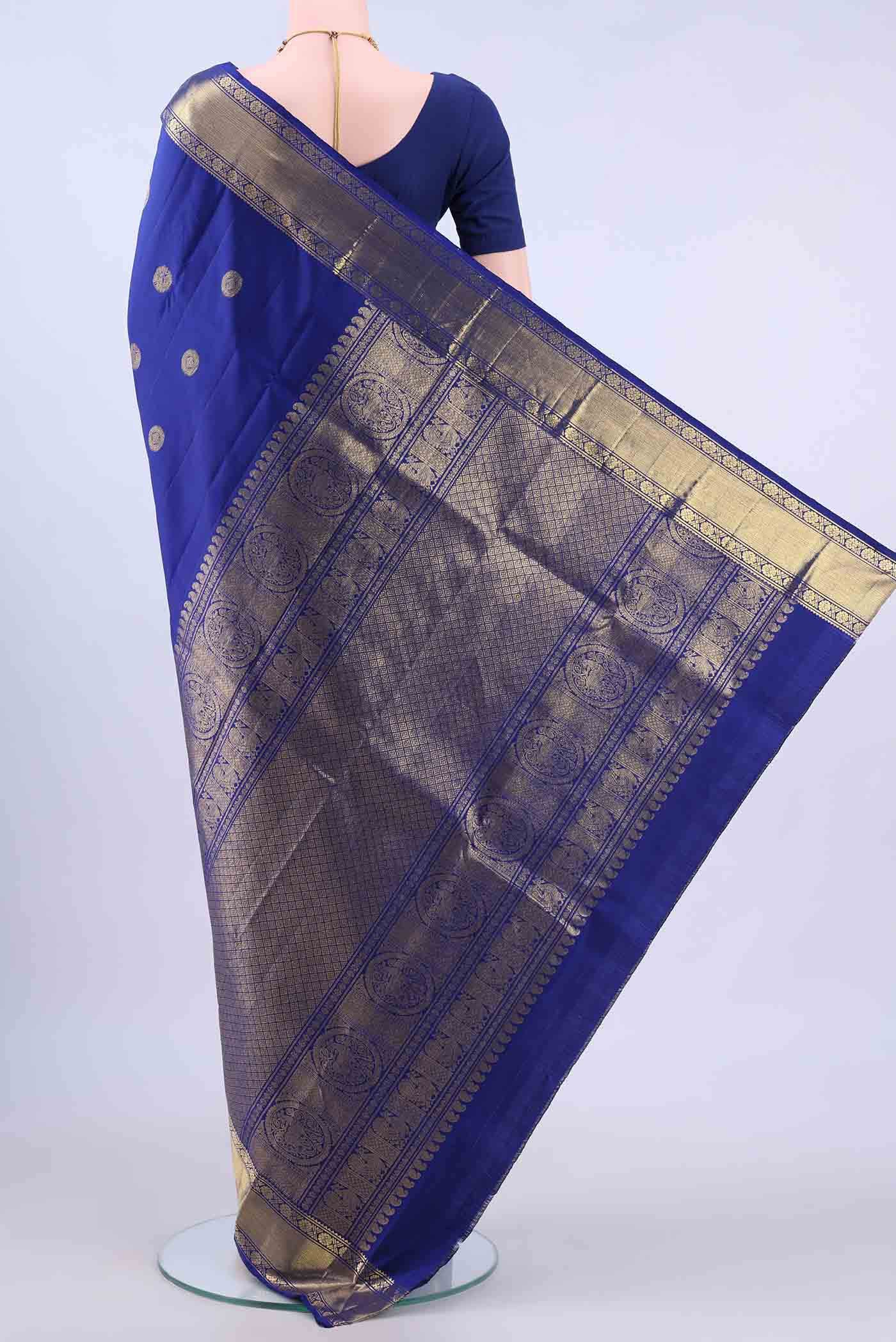 Dark Blue Kanchipuram Silk Saree