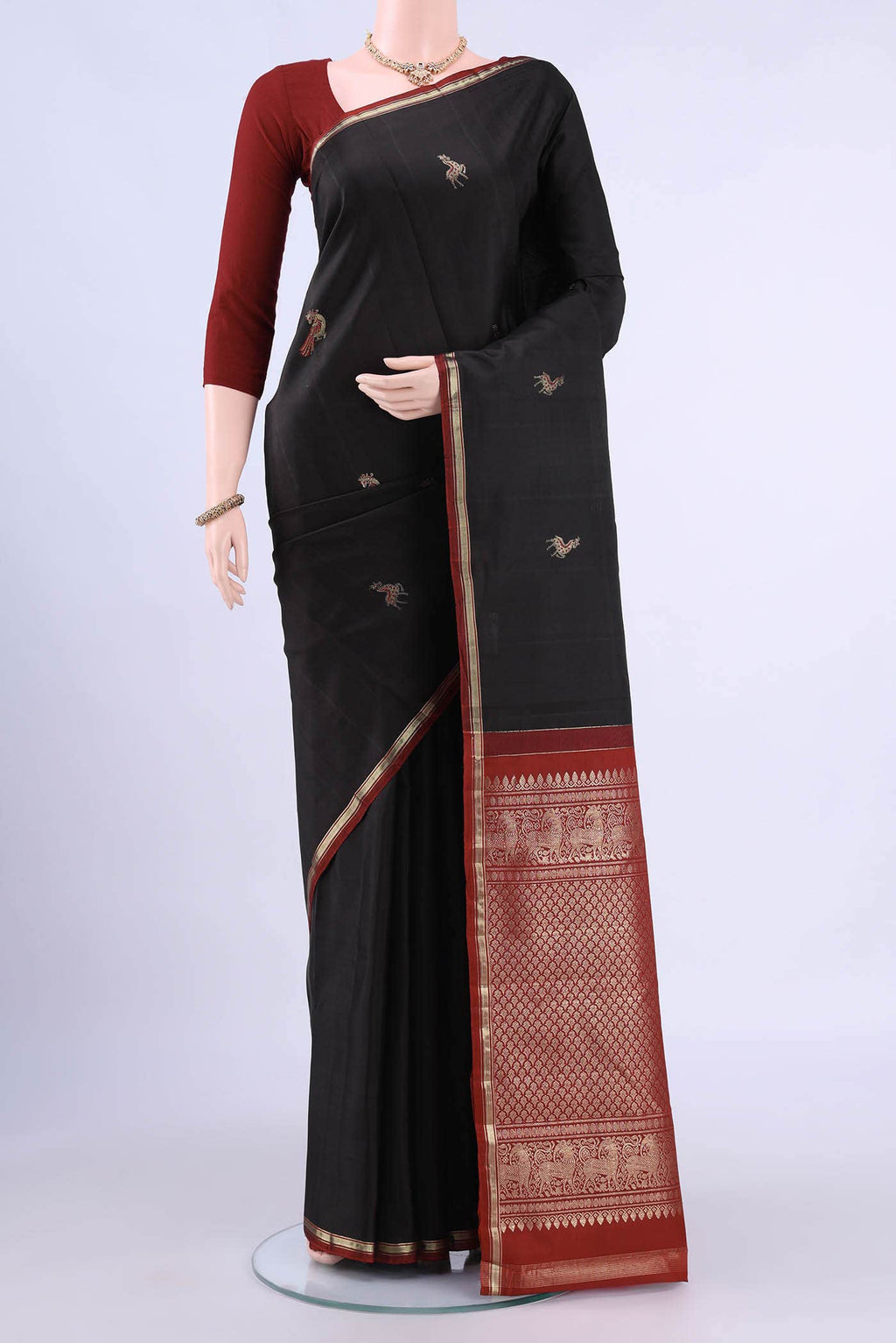 Black Kanchipuram Silk Saree