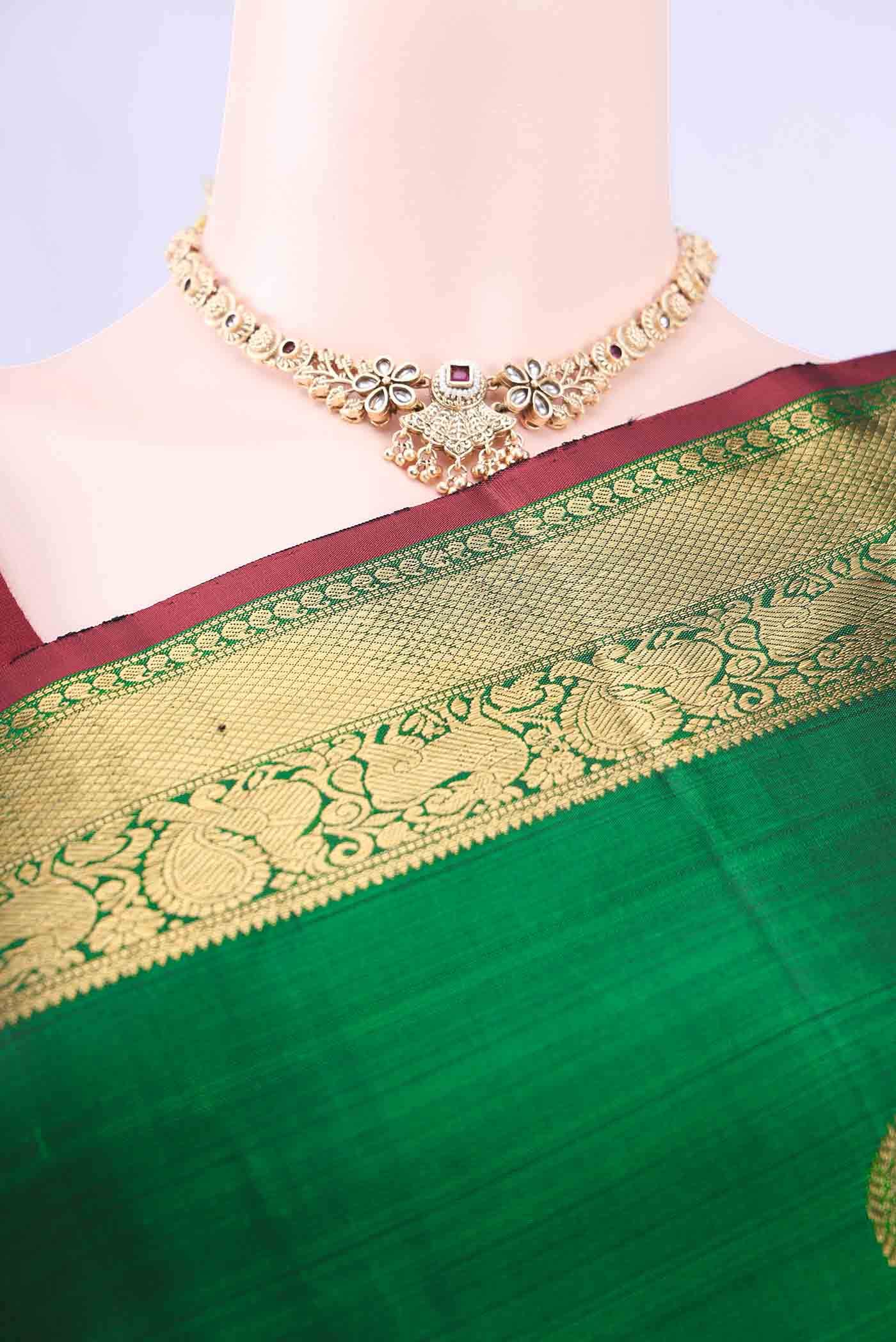 Bottle Green Kanchipuram Silk Saree