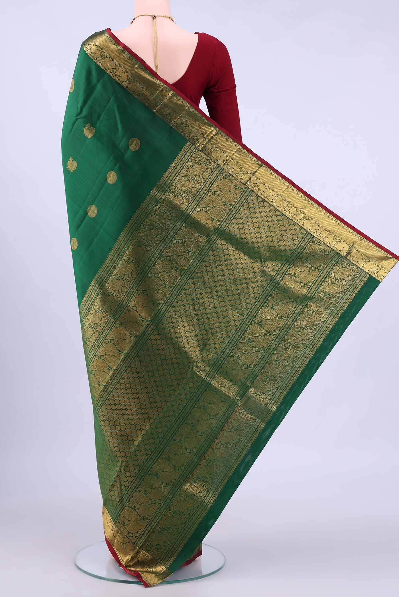 Bottle Green Kanchipuram Silk Saree