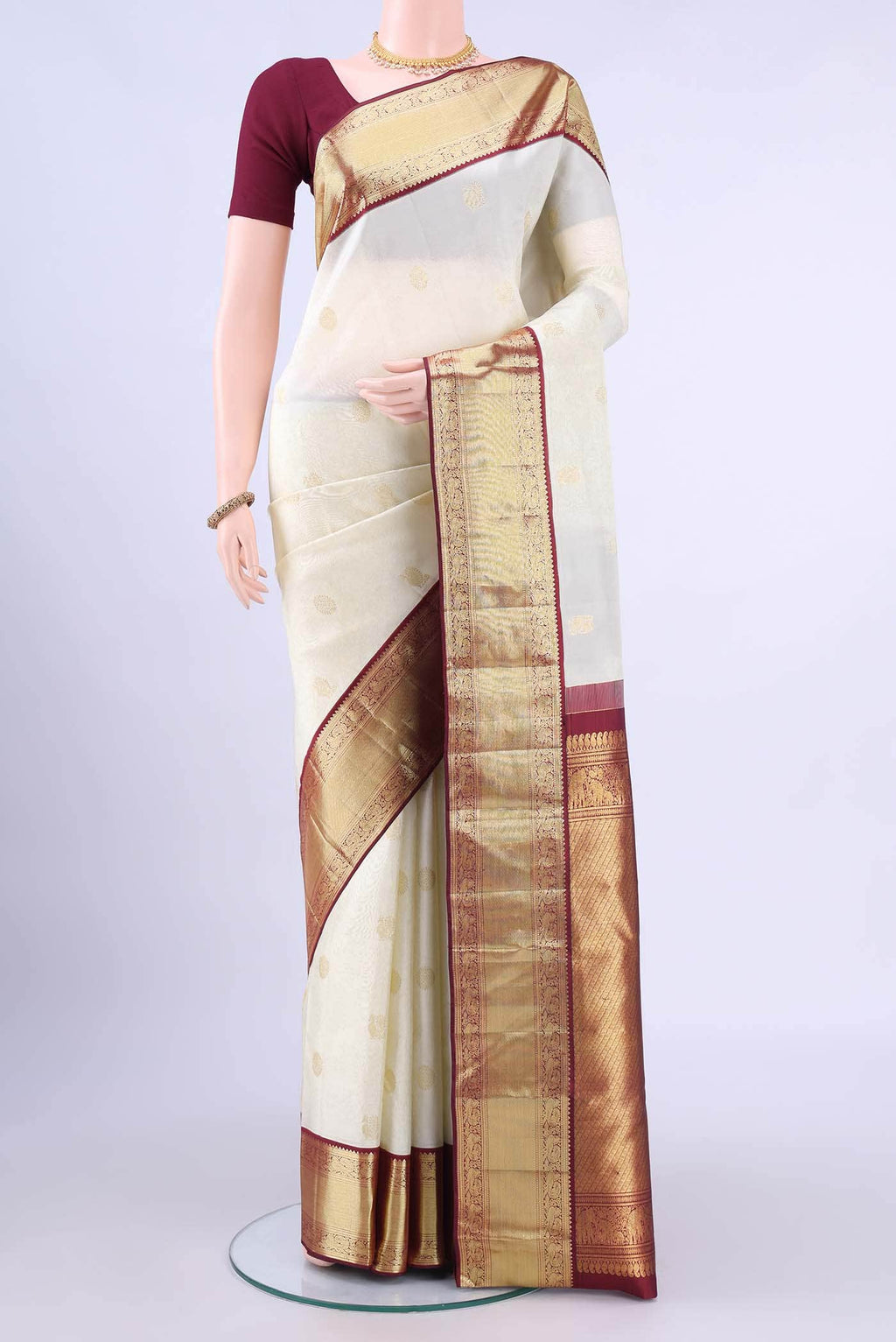 Off White Kanchipuram Saree