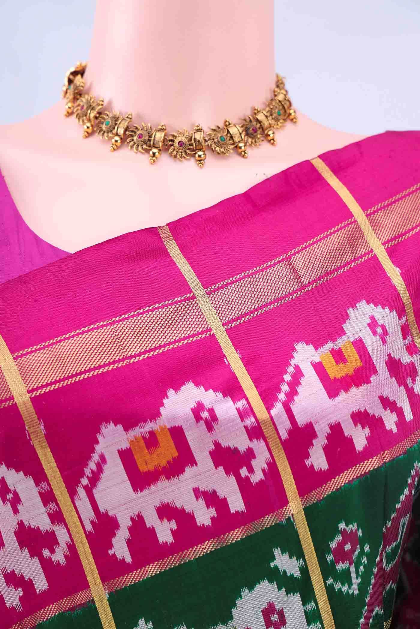 Bottle Green Pochampally Silk Saree
