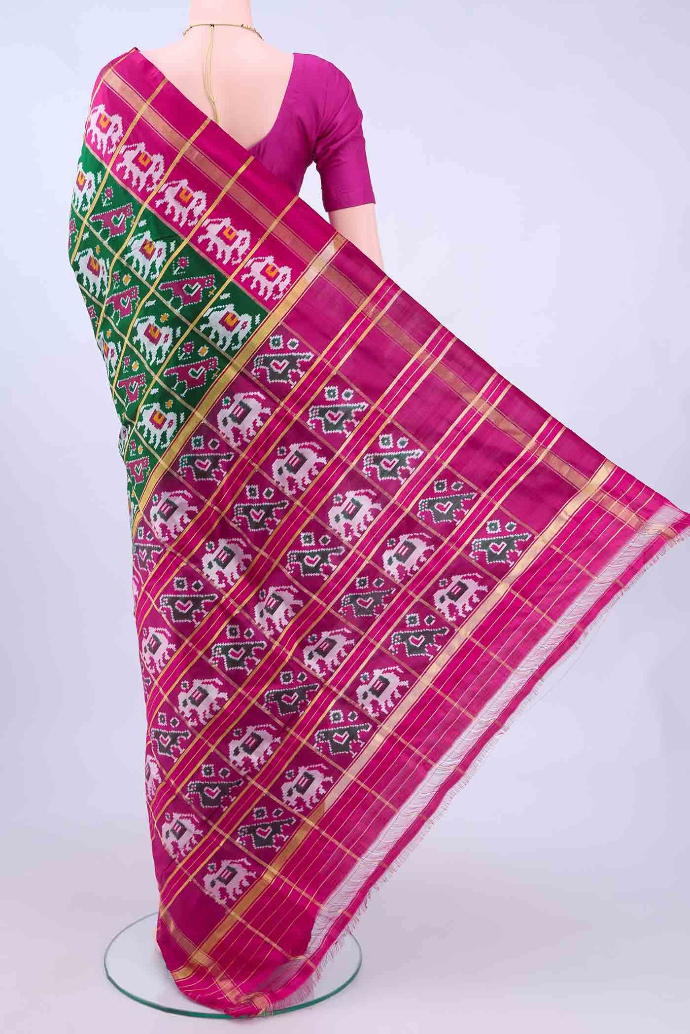 Bottle Green Pochampally Silk Saree