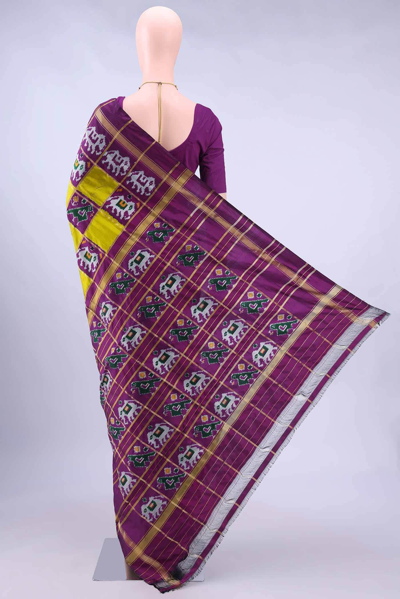 Parrot Green Pochampally Silk Saree