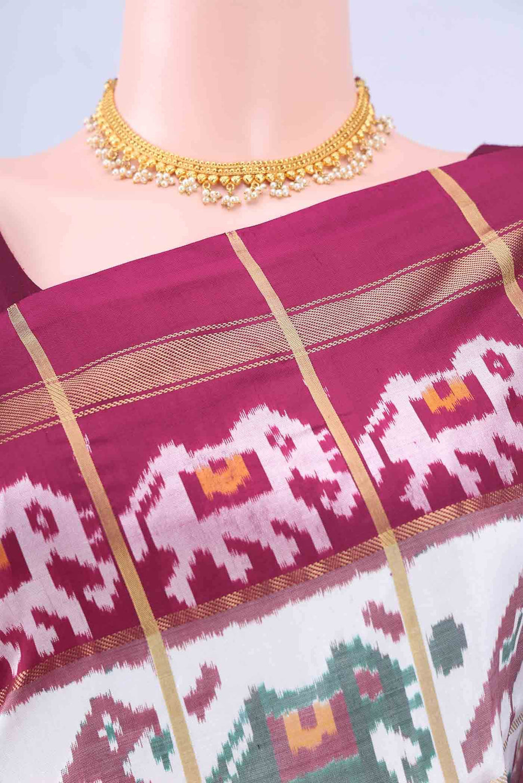 White Pochampally Silk Saree