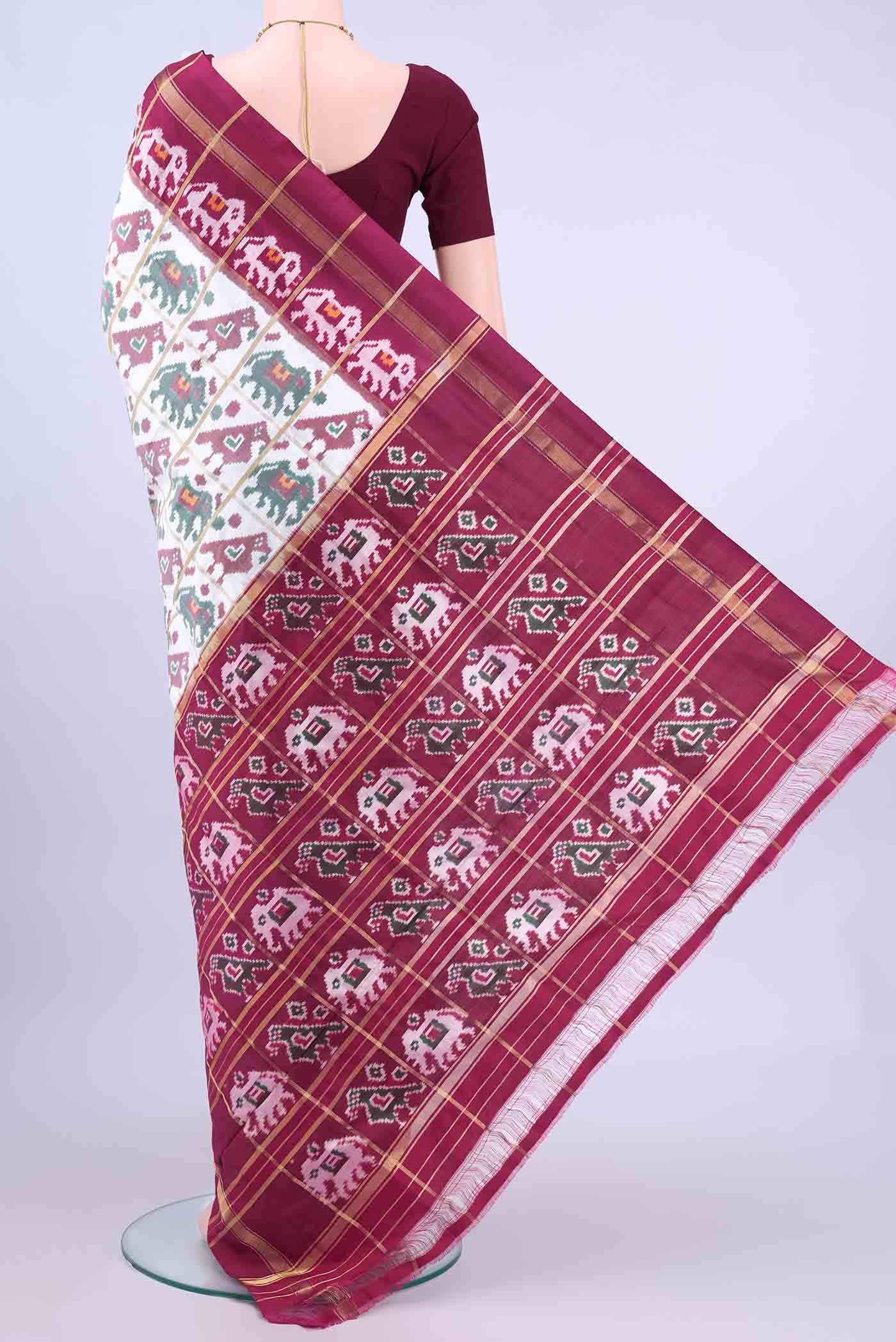 White Pochampally Silk Saree